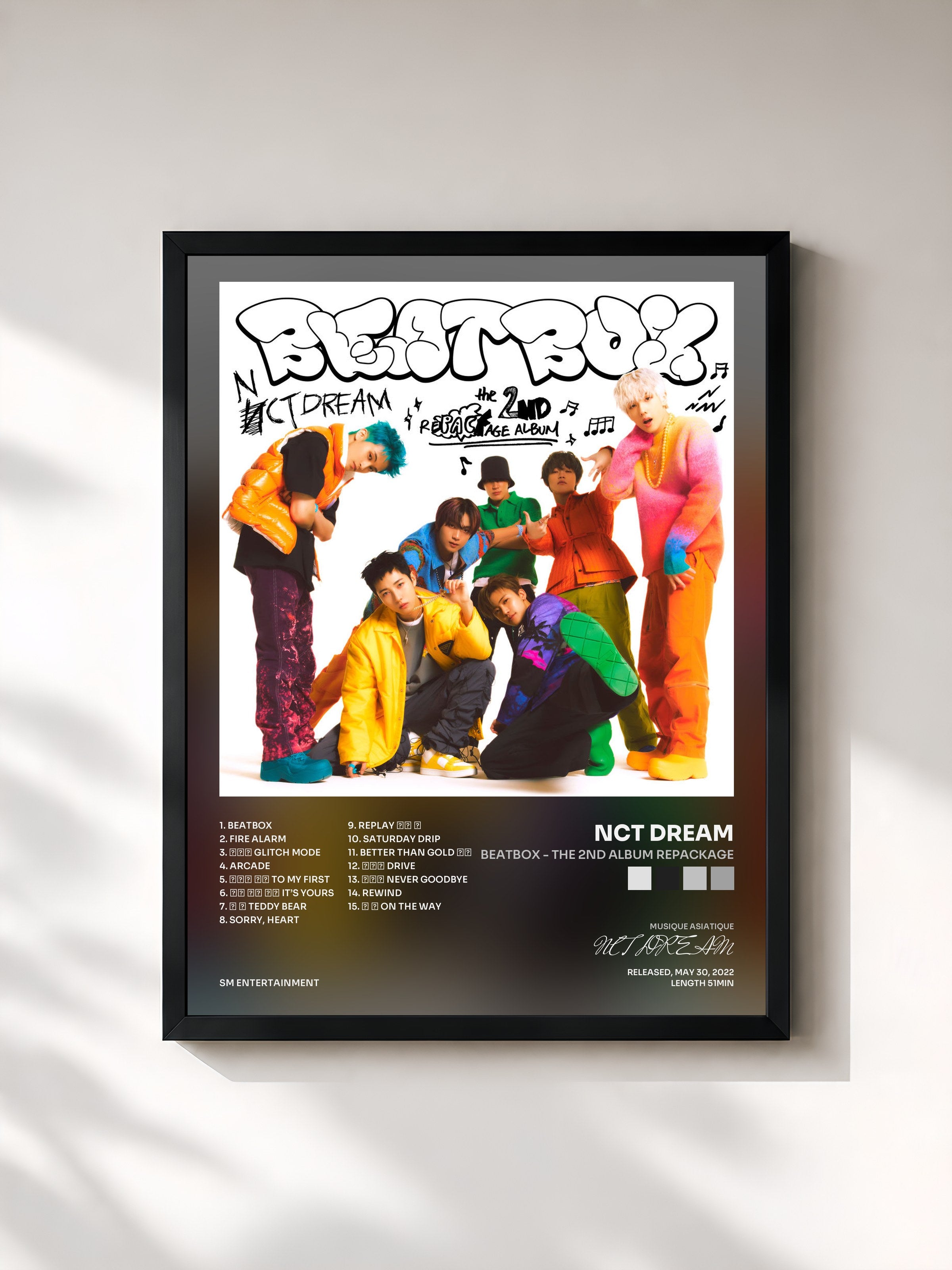 #noir Tableau de l'album Beatbox - The 2nd Album Repackage de NCT DREAM, cadre noir, imprimé et encadré en France