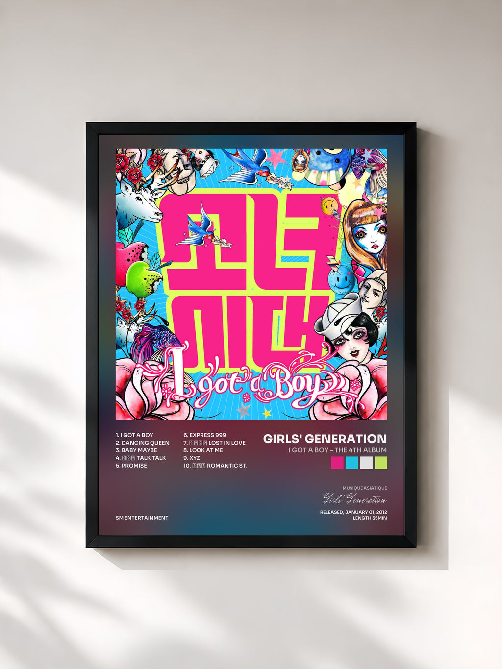#noir Tableau de l'album I GOT A BOY - The 4th Album de Girls' Generation, cadre noir, imprimé et encadré en France