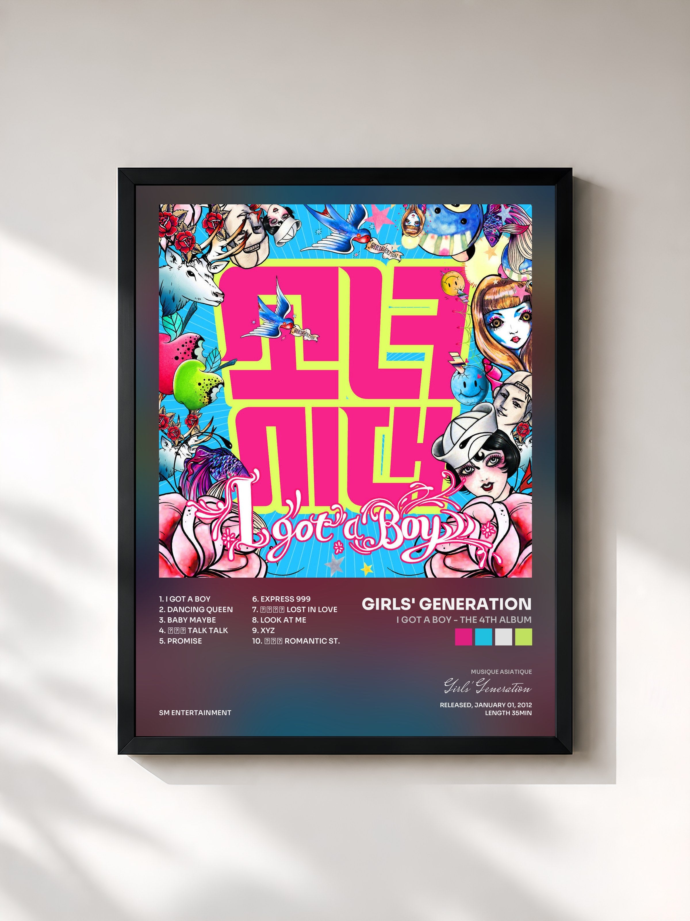 #noir Tableau de l'album I GOT A BOY - The 4th Album de Girls' Generation, cadre noir, imprimé et encadré en France
