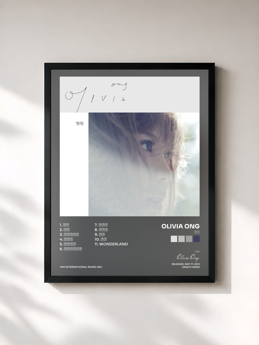 #noir Tableau de l'album 等等 de Olivia Ong, cadre noir, imprimé et encadré en France