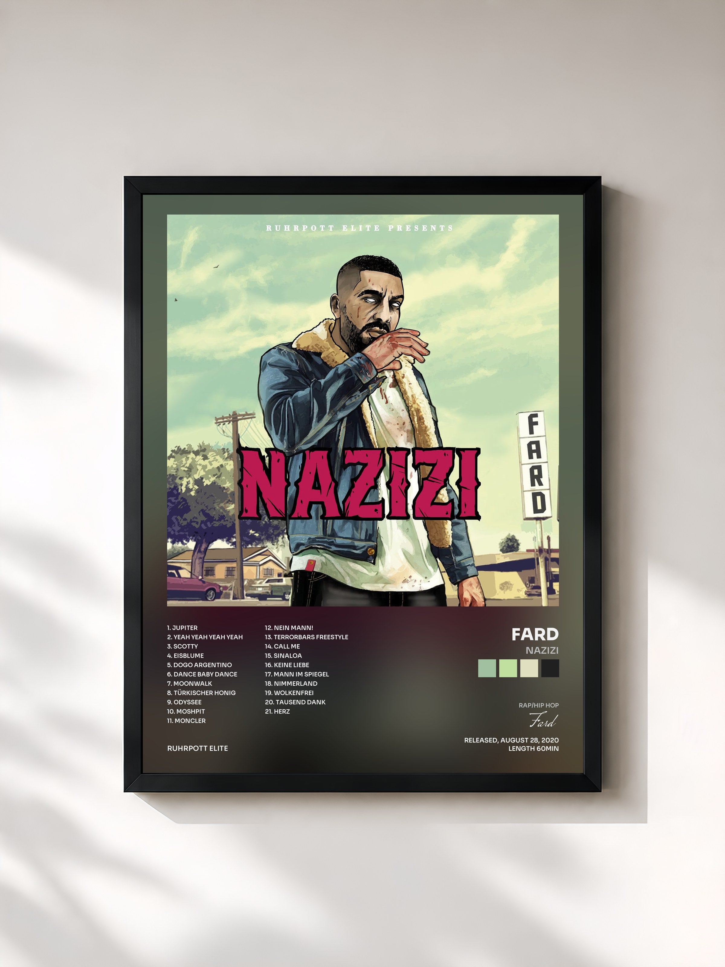#noir Tableau de l'album NAZIZI de Fard, cadre noir, imprimé et encadré en France