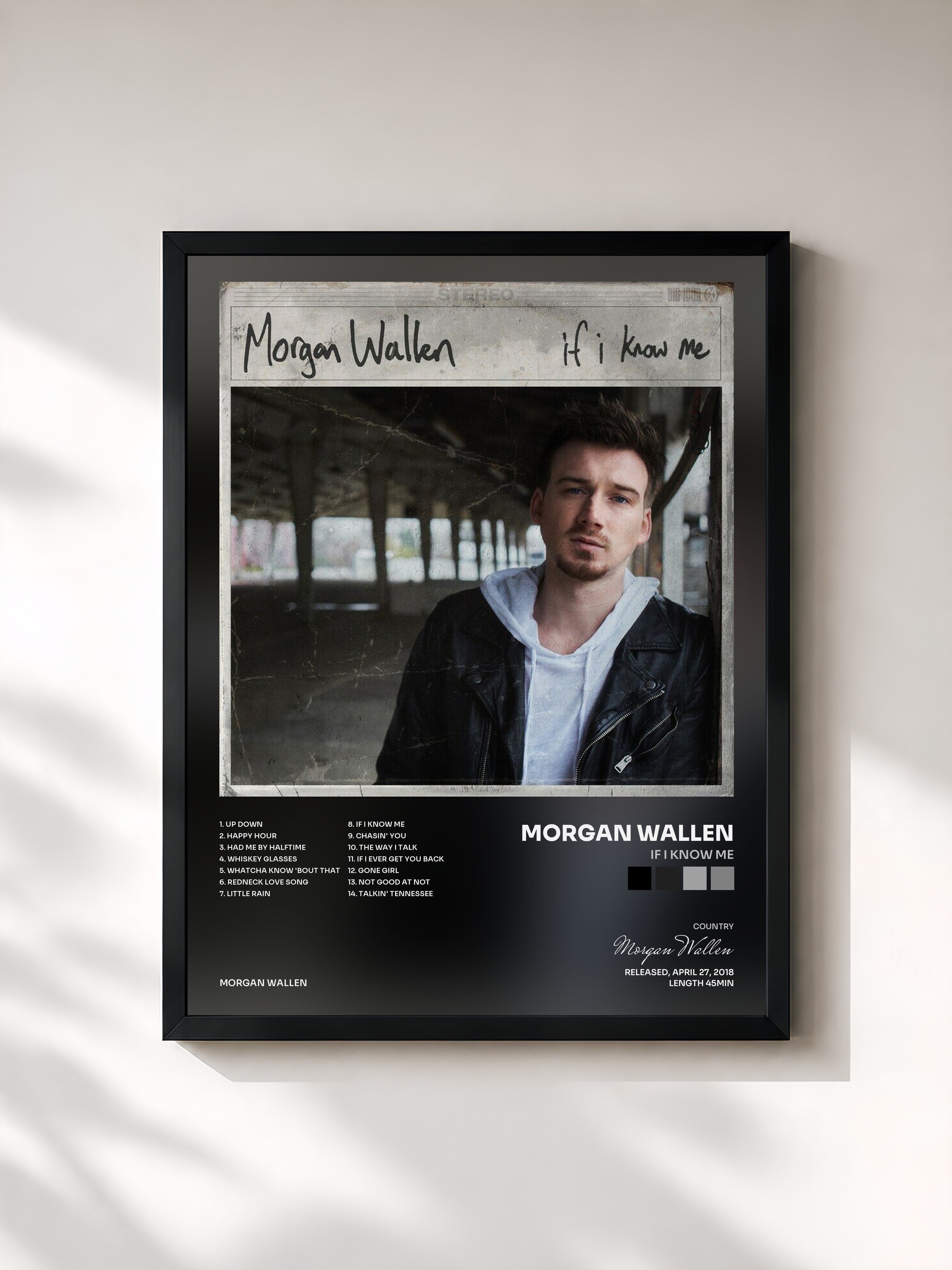 #noir Tableau de l'album If I Know Me de Morgan Wallen, cadre noir, imprimé et encadré en France