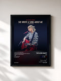 #noir Tableau de l'album Red (Taylor’s Version): She Wrote A Song About Me Chapter de Taylor Swift, cadre noir, imprimé et encadré en France