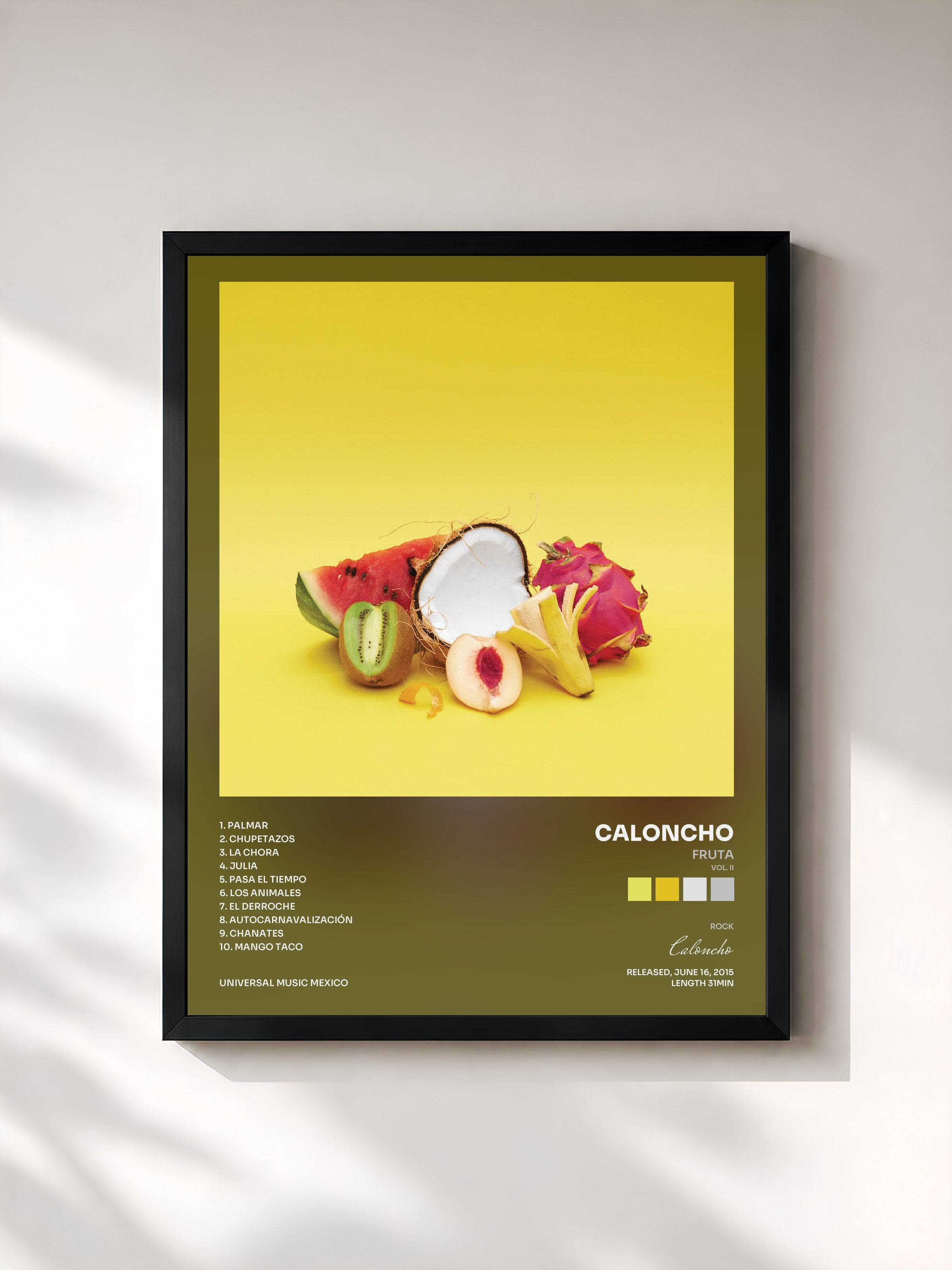#noir Tableau de l'album Fruta (Vol. II) de Caloncho, cadre noir, imprimé et encadré en France