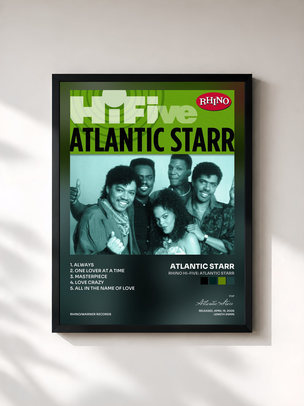 #noir Tableau de l'album Rhino Hi-Five: Atlantic Starr de Atlantic Starr, cadre noir, imprimé et encadré en France
