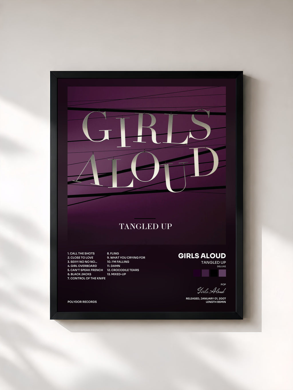 #noir Tableau de l'album Tangled Up (Deluxe) de Girls Aloud, cadre noir, imprimé et encadré en France