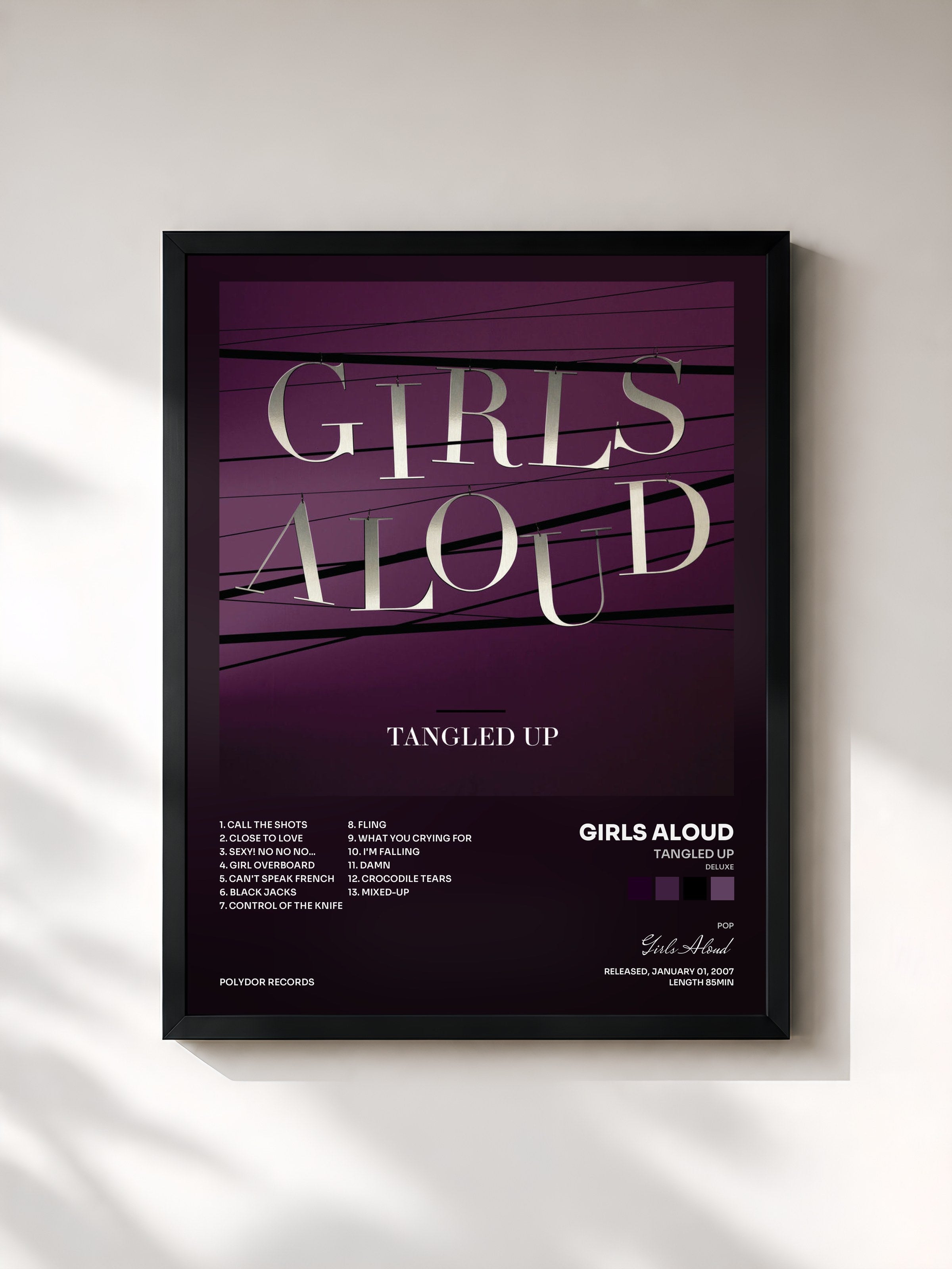 #noir Tableau de l'album Tangled Up (Deluxe) de Girls Aloud, cadre noir, imprimé et encadré en France