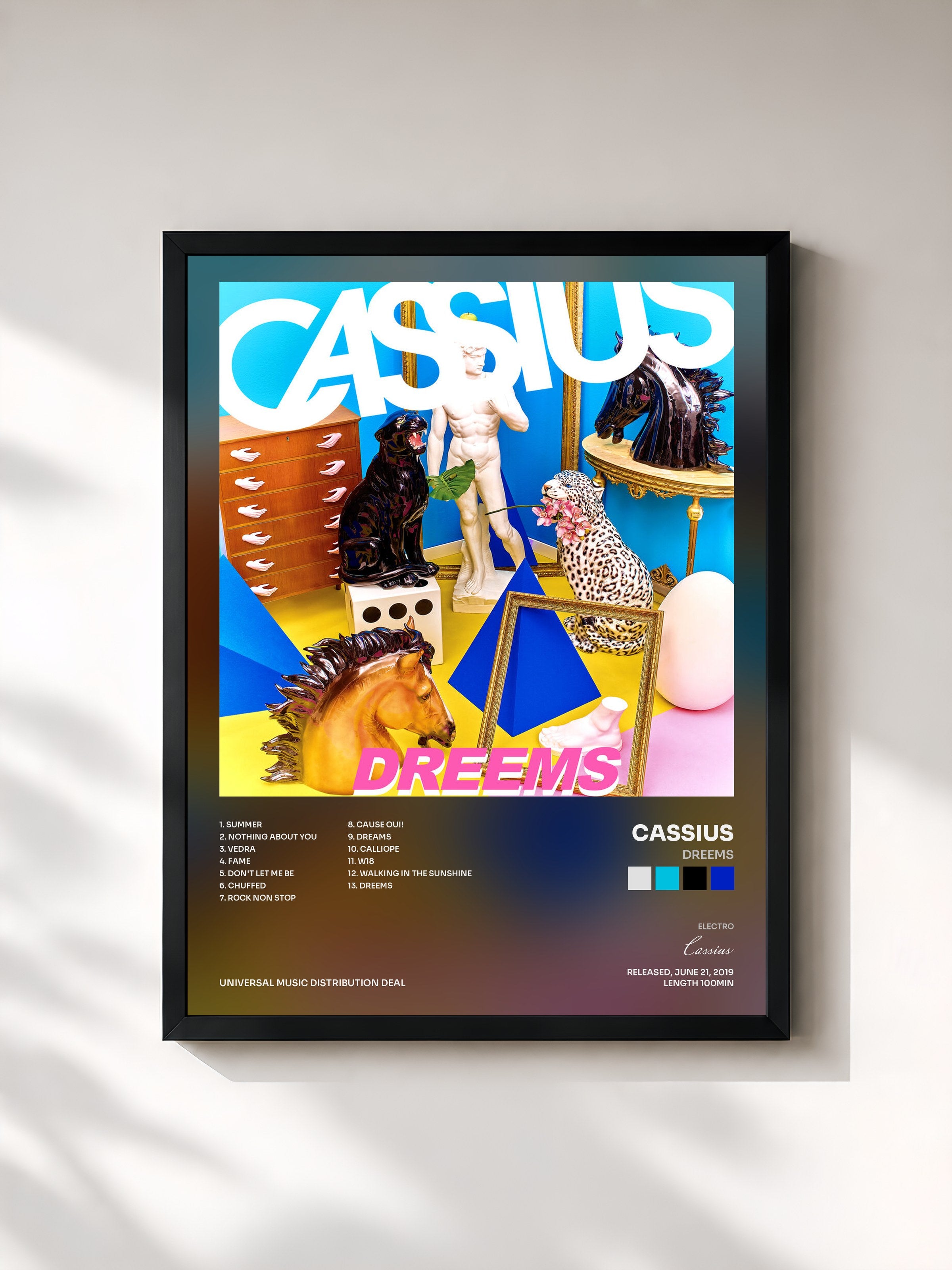 #noir Tableau de l'album Dreems de Cassius, cadre noir, imprimé et encadré en France