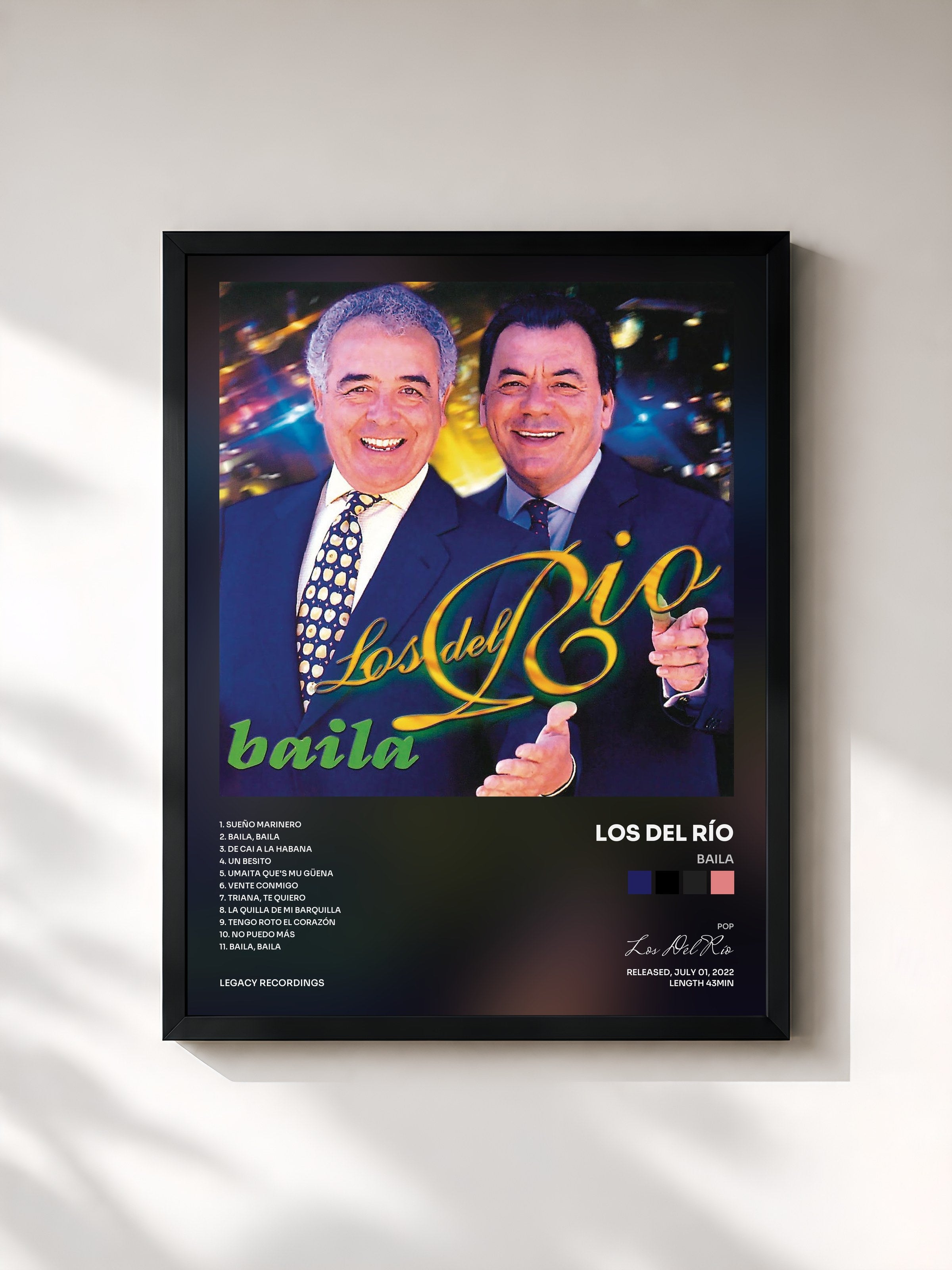 #noir Tableau de l'album Baila de Los Del Río, cadre noir, imprimé et encadré en France