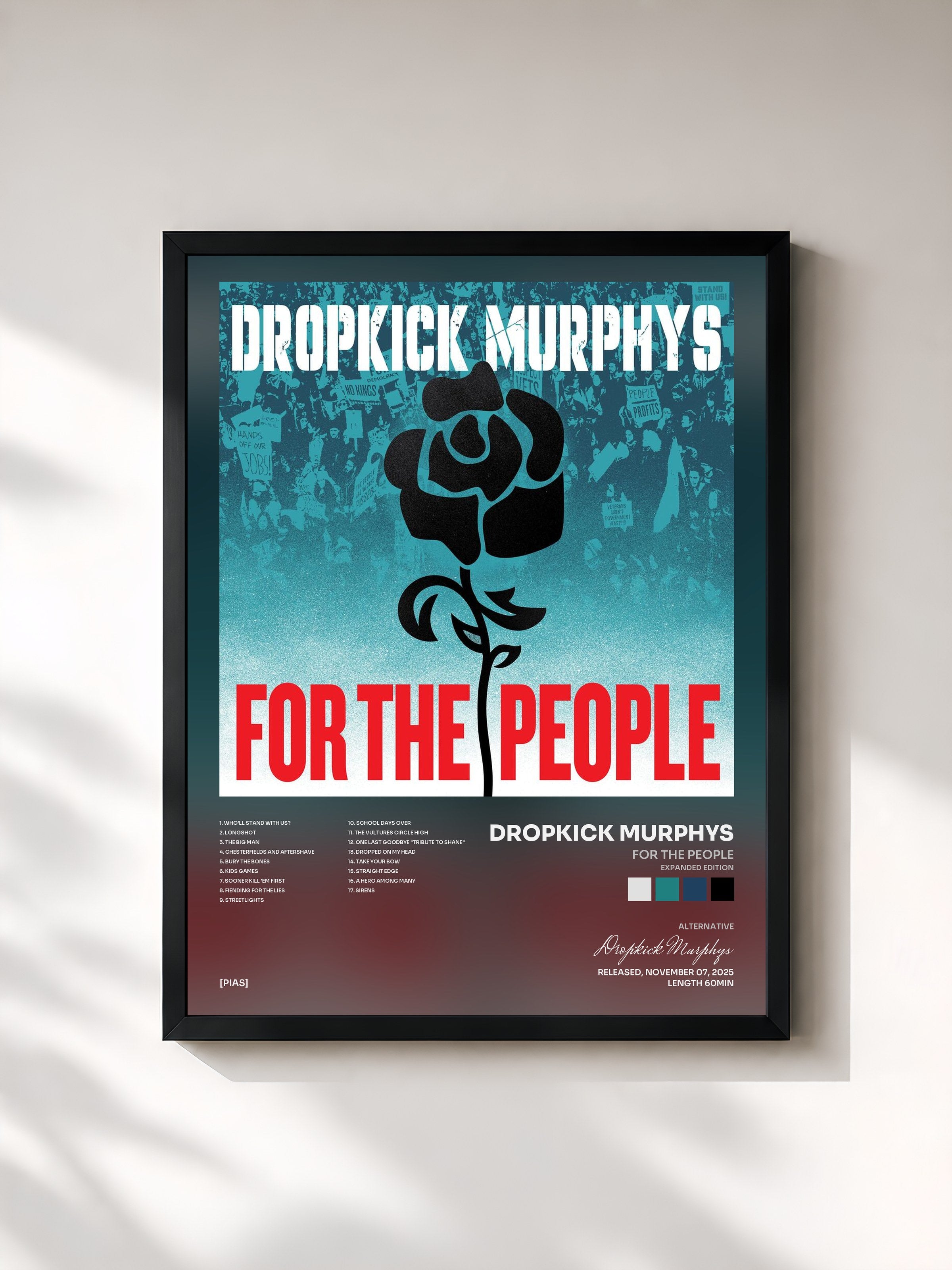 #noir Tableau de l'album For The People (Expanded Edition) de Dropkick Murphys, cadre noir, imprimé et encadré en France