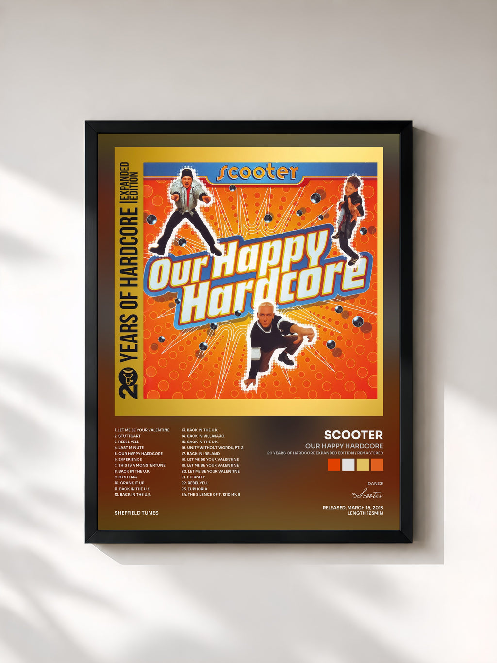 #noir Tableau de l'album Our Happy Hardcore (20 Years Of Hardcore Expanded Edition / Remastered) de Scooter, cadre noir, imprimé et encadré en France