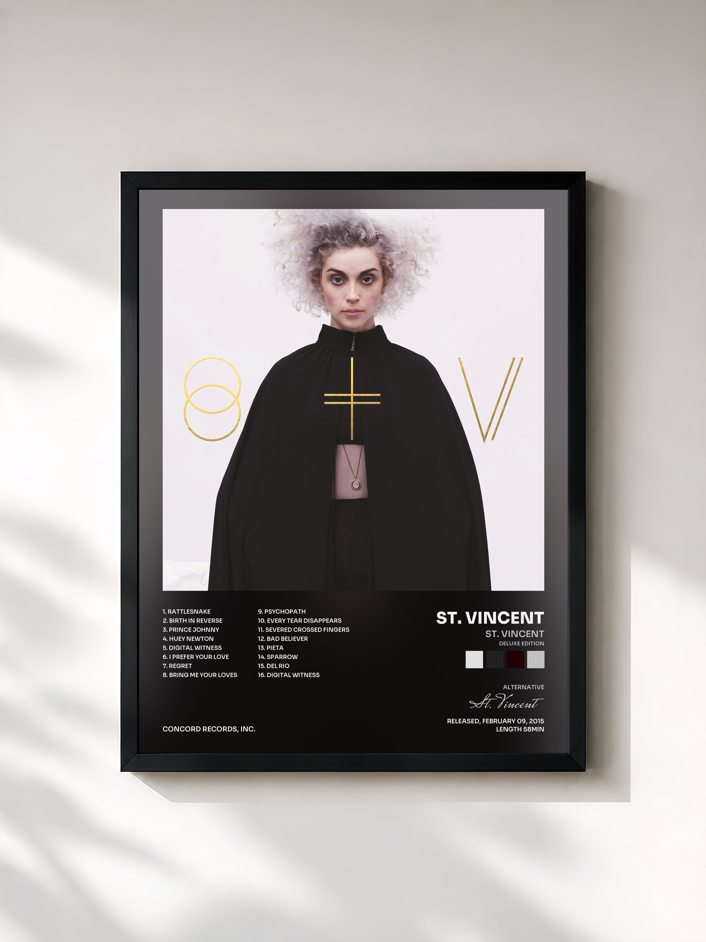 #noir Tableau de l'album St. Vincent (Deluxe Edition) de St. Vincent, cadre noir, imprimé et encadré en France