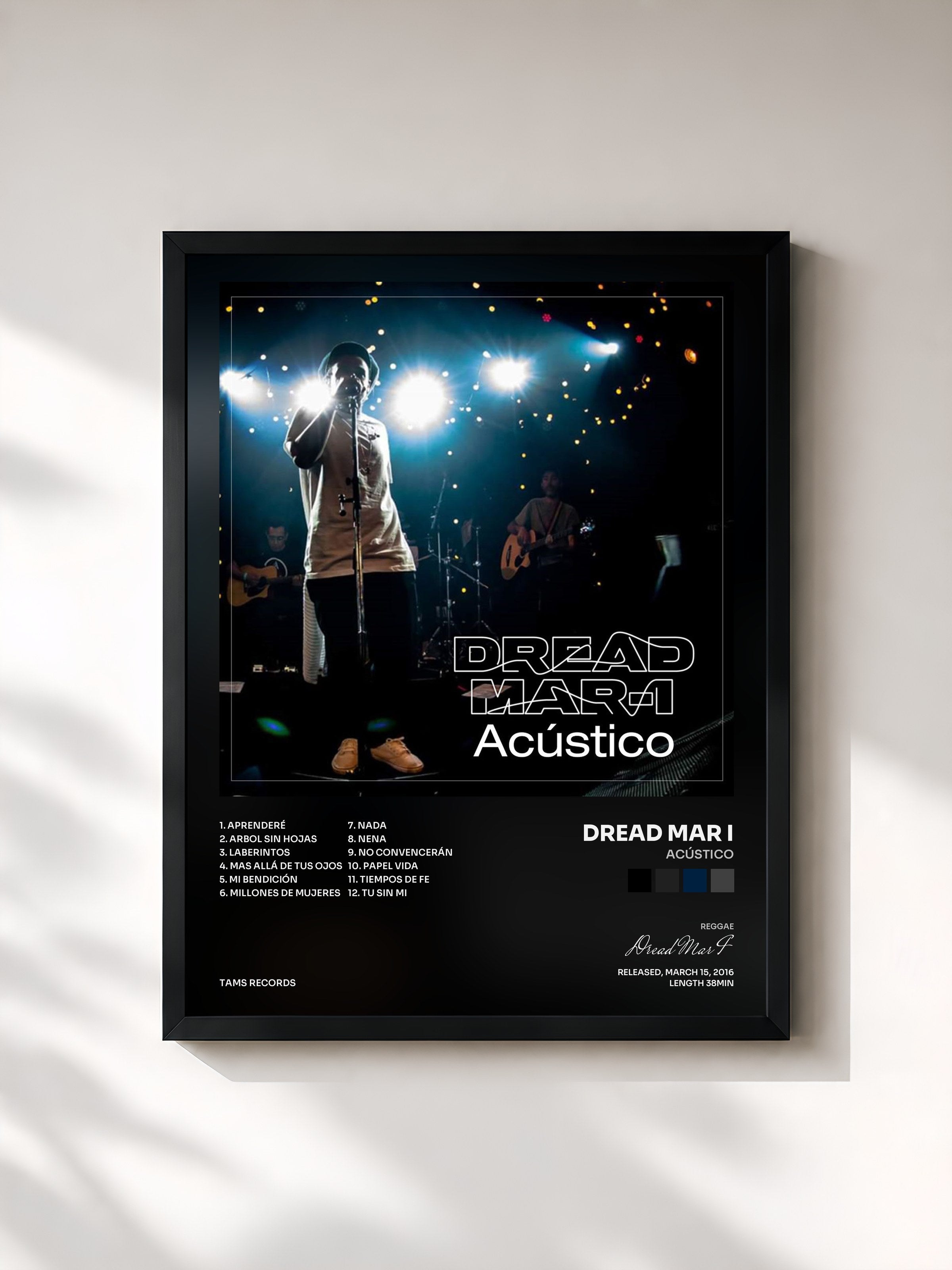 #noir Tableau de l'album Acústico de Dread Mar I, cadre noir, imprimé et encadré en France