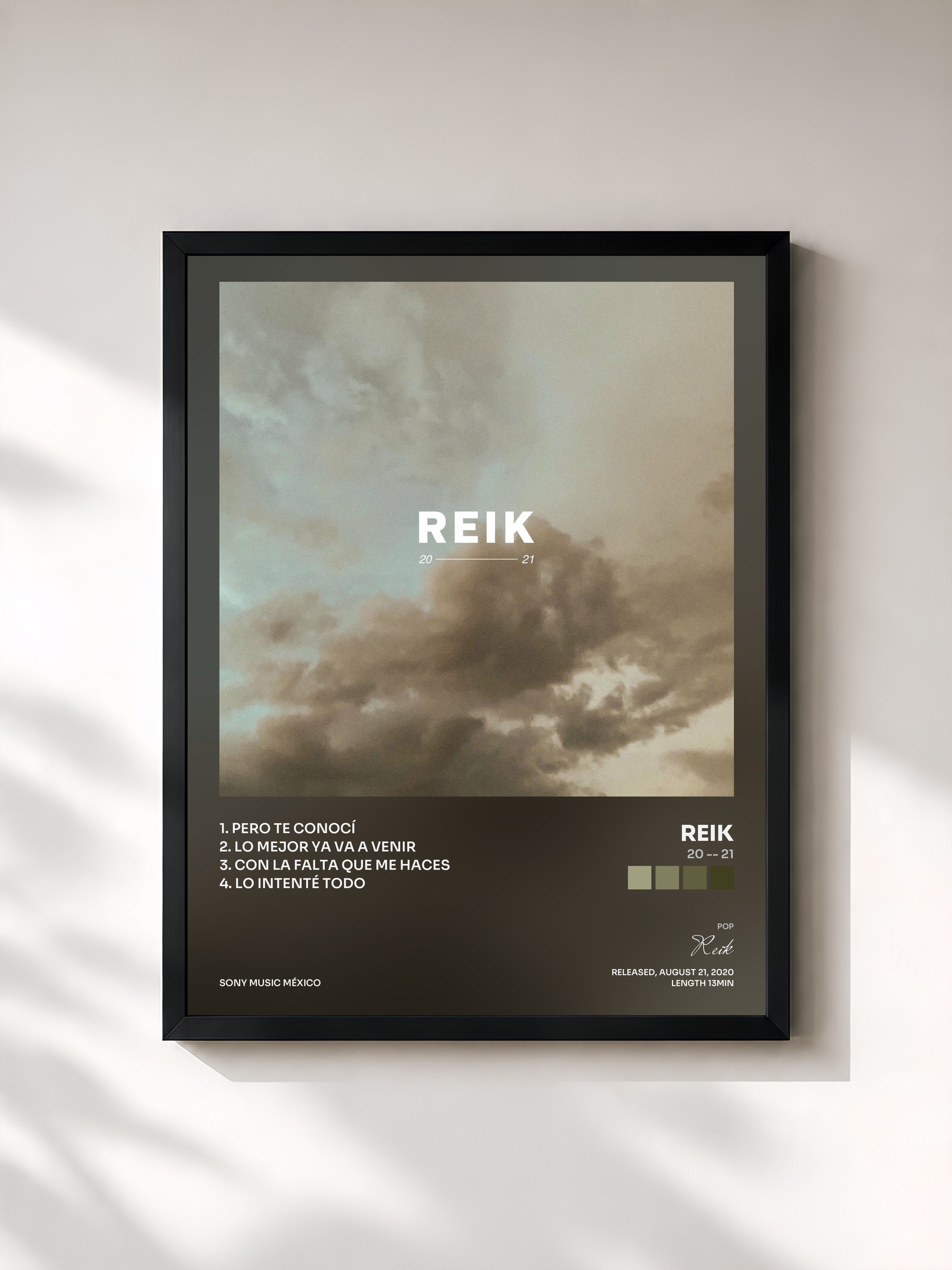 #noir Tableau de l'album 20 -- 21 de Reik, cadre noir, imprimé et encadré en France