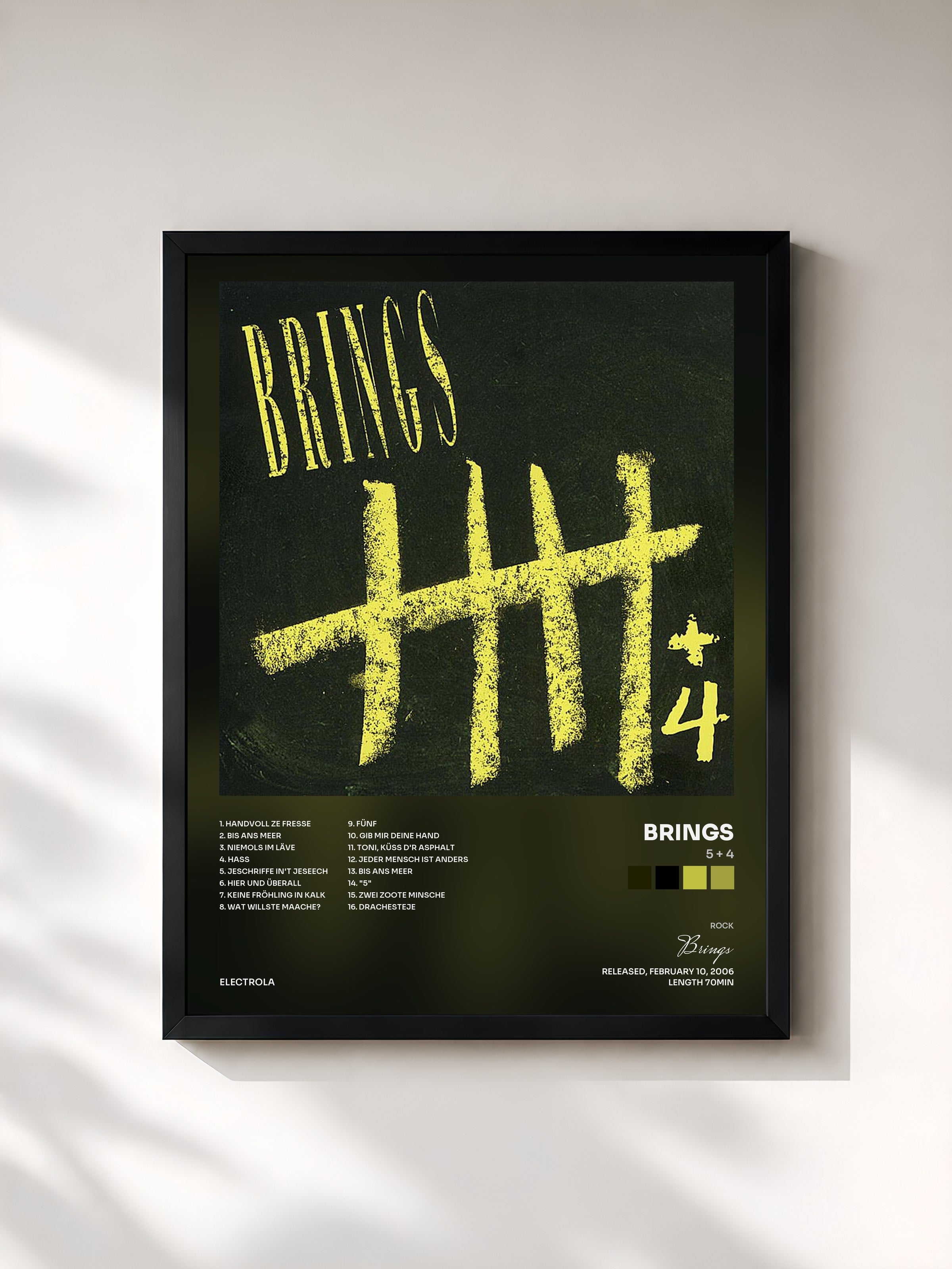 #noir Tableau de l'album 5 + 4 de Brings, cadre noir, imprimé et encadré en France