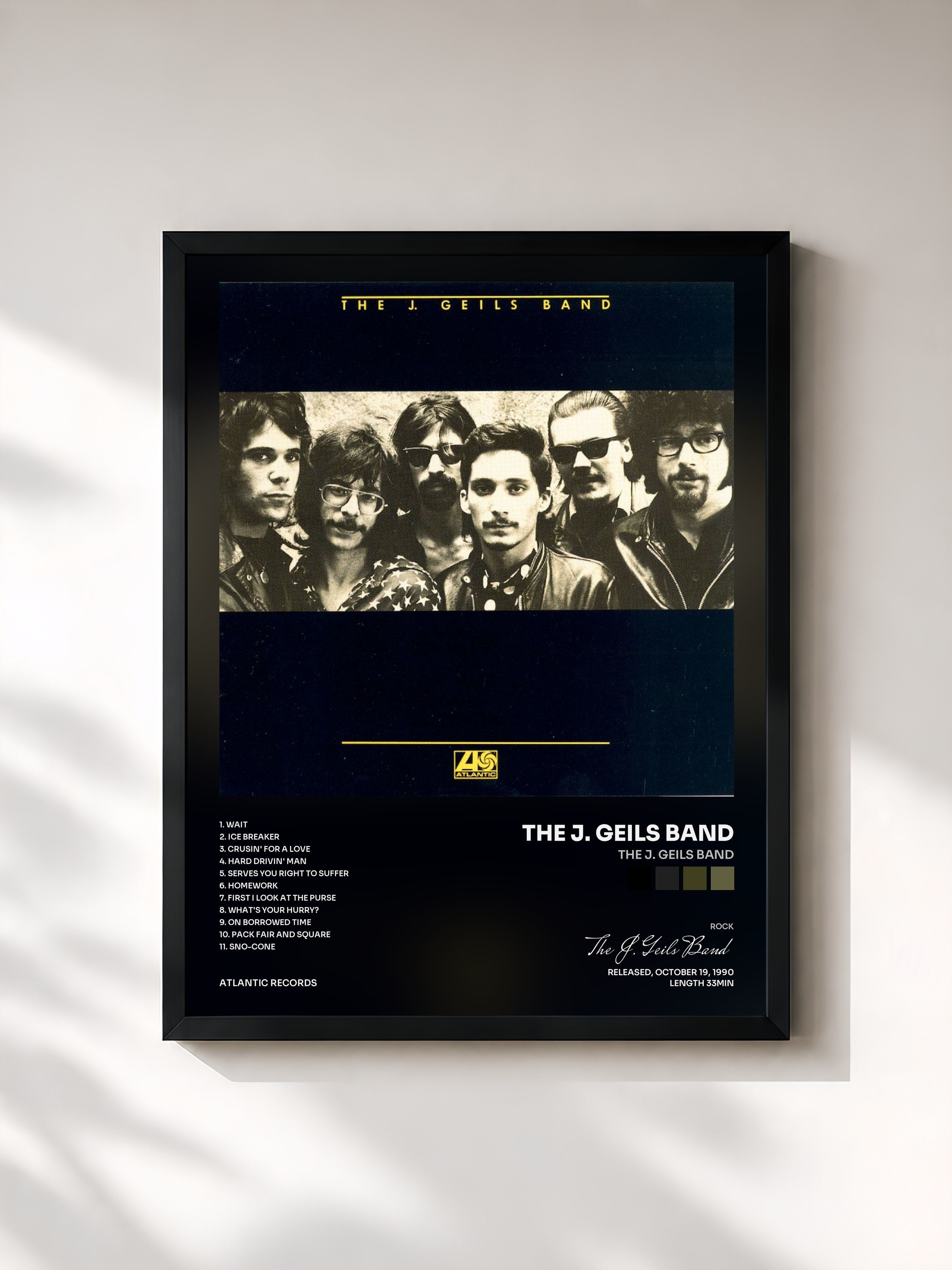 #noir Tableau de l'album The J. Geils Band de The J. Geils Band, cadre noir, imprimé et encadré en France