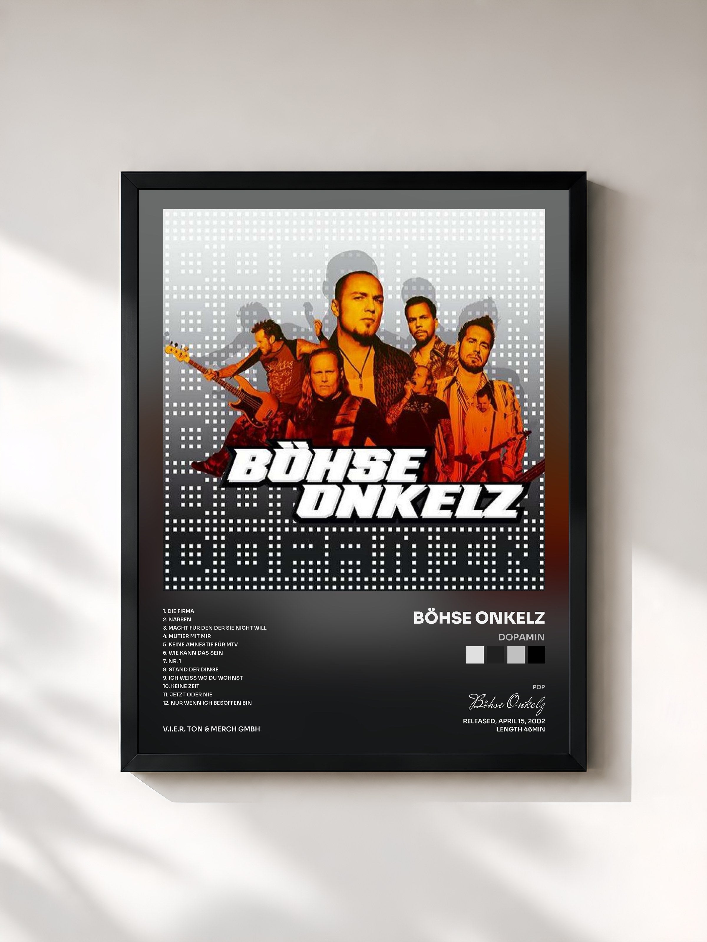 #noir Tableau de l'album Dopamin de Böhse Onkelz, cadre noir, imprimé et encadré en France