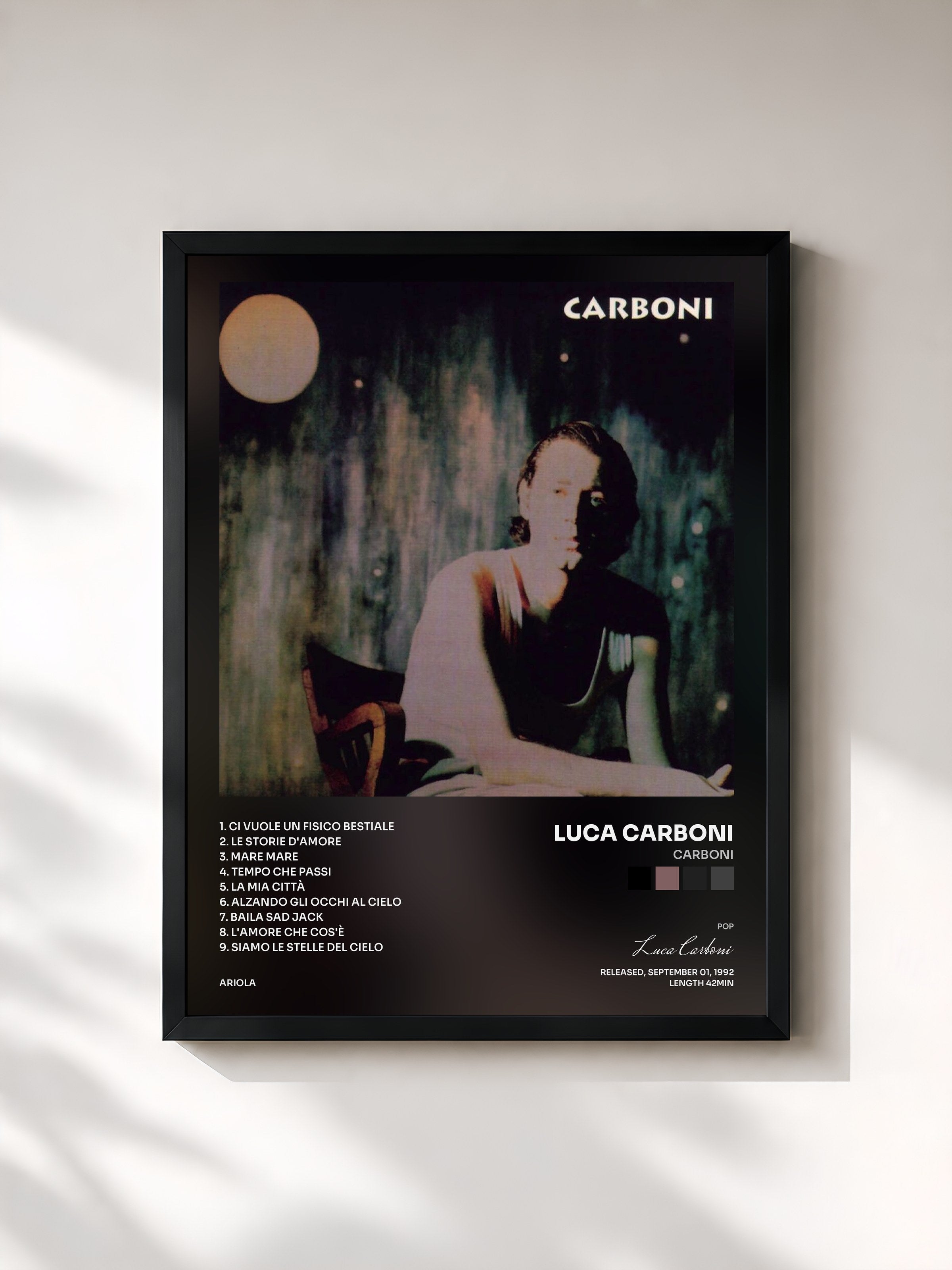 #noir Tableau de l'album Carboni de Luca Carboni, cadre noir, imprimé et encadré en France