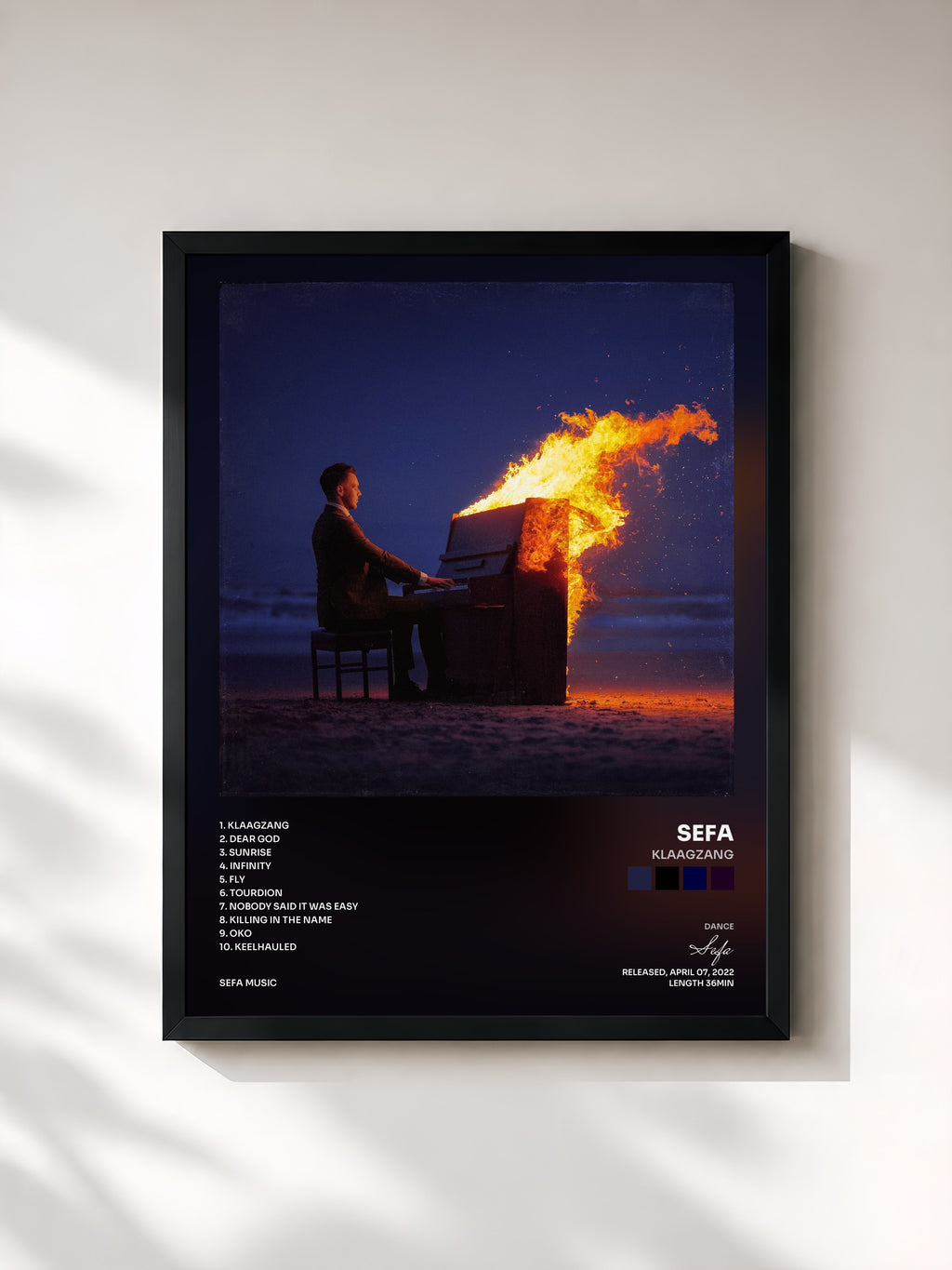 #noir Tableau de l'album Klaagzang de Sefa, cadre noir, imprimé et encadré en France