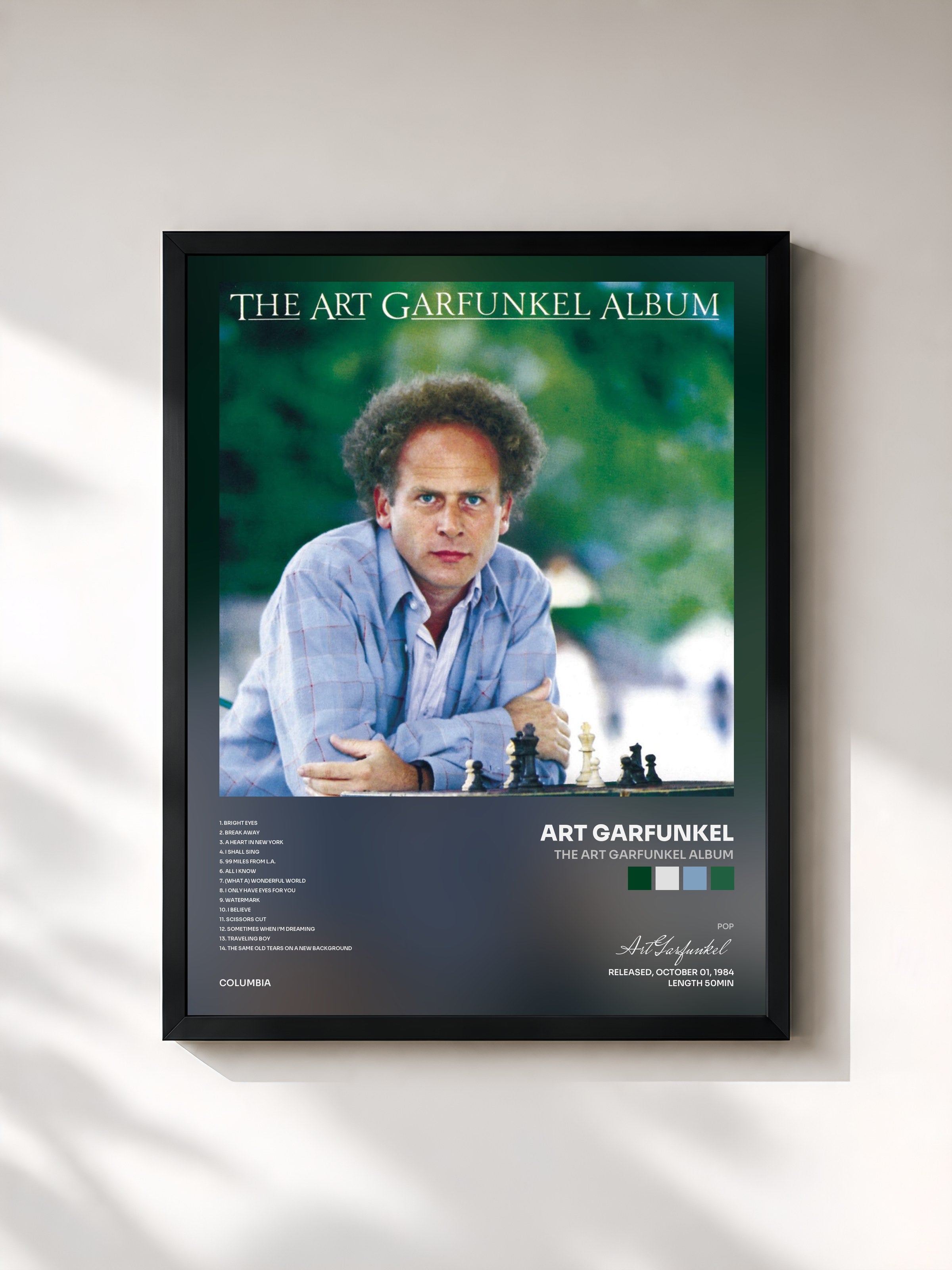 #noir Tableau de l'album The Art Garfunkel Album de Art Garfunkel, cadre noir, imprimé et encadré en France