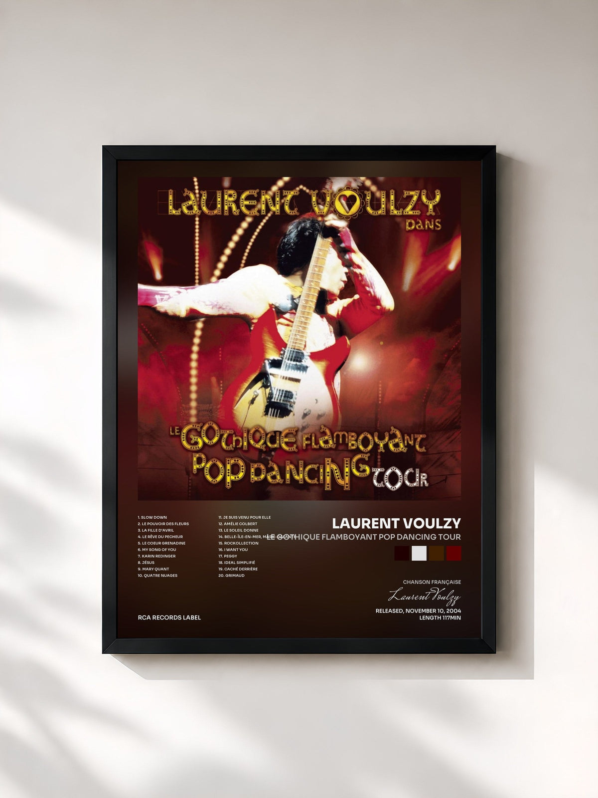 #noir Tableau de l'album Le gothique flamboyant pop dancing tour de Laurent Voulzy, cadre noir, imprimé et encadré en France