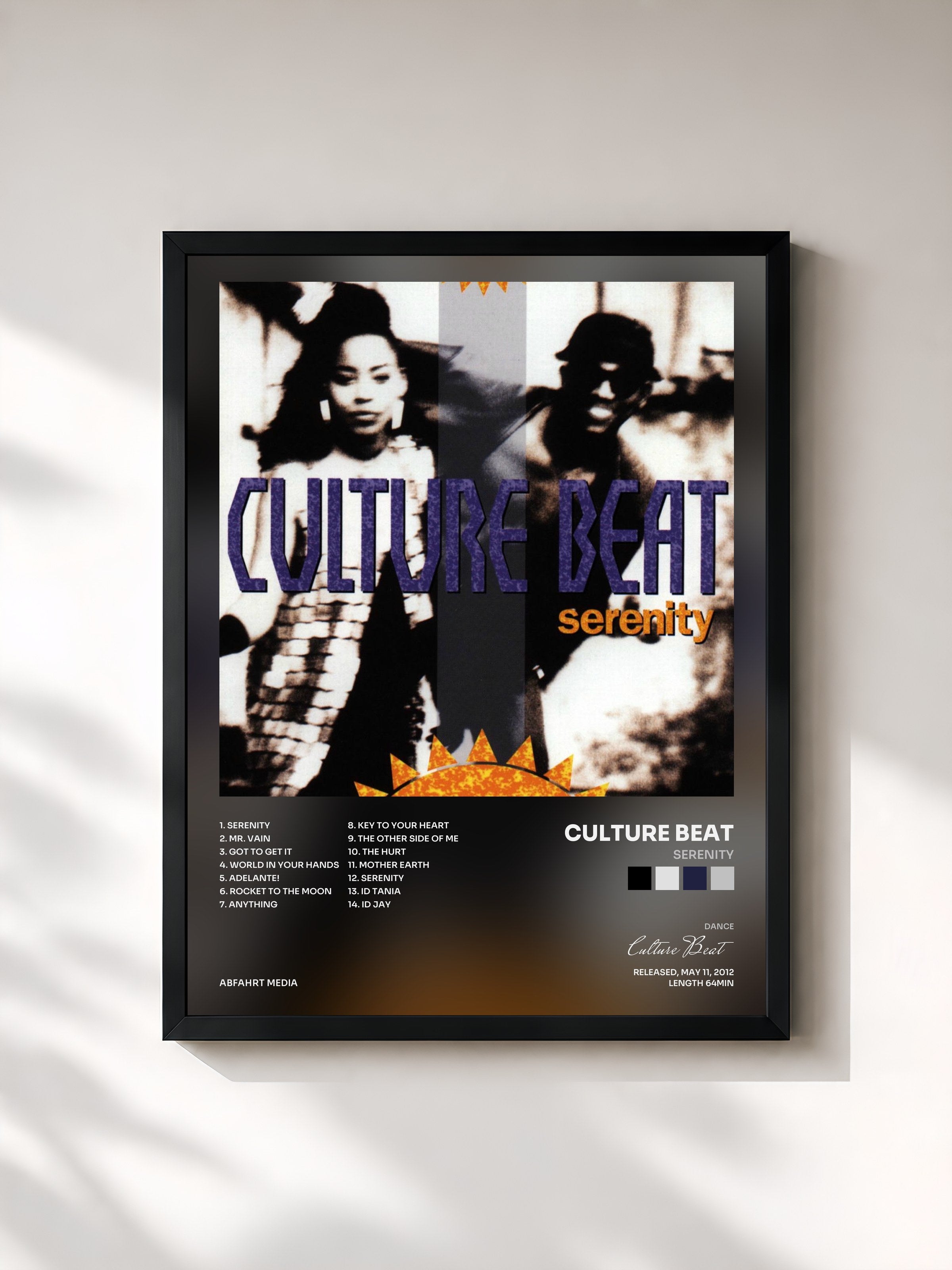 #noir Tableau de l'album Serenity de Culture Beat, cadre noir, imprimé et encadré en France