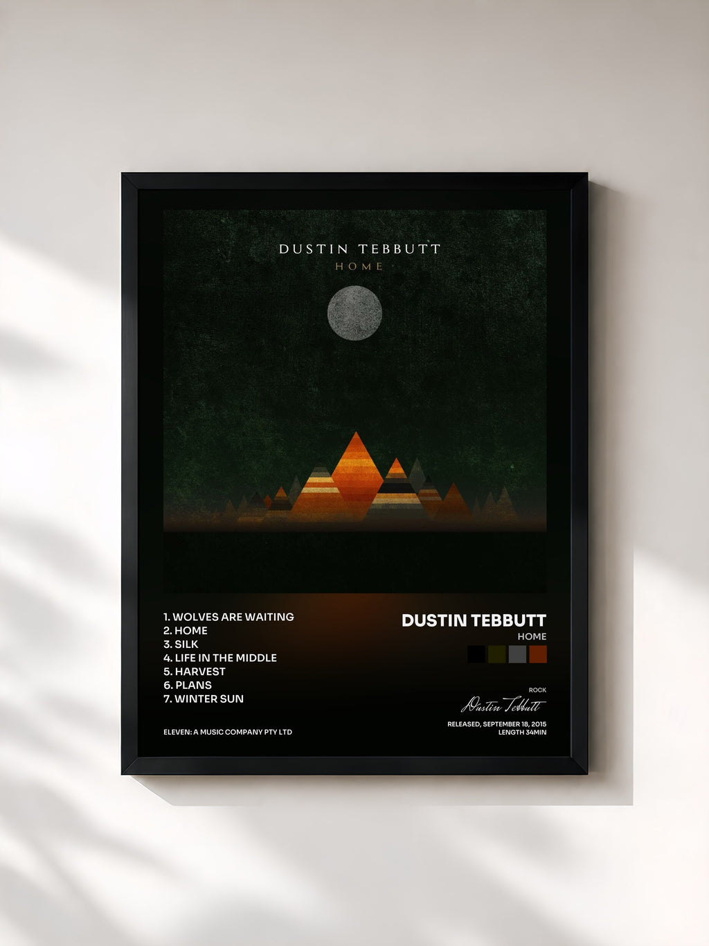 #noir Tableau de l'album Home de Dustin Tebbutt, cadre noir, imprimé et encadré en France
