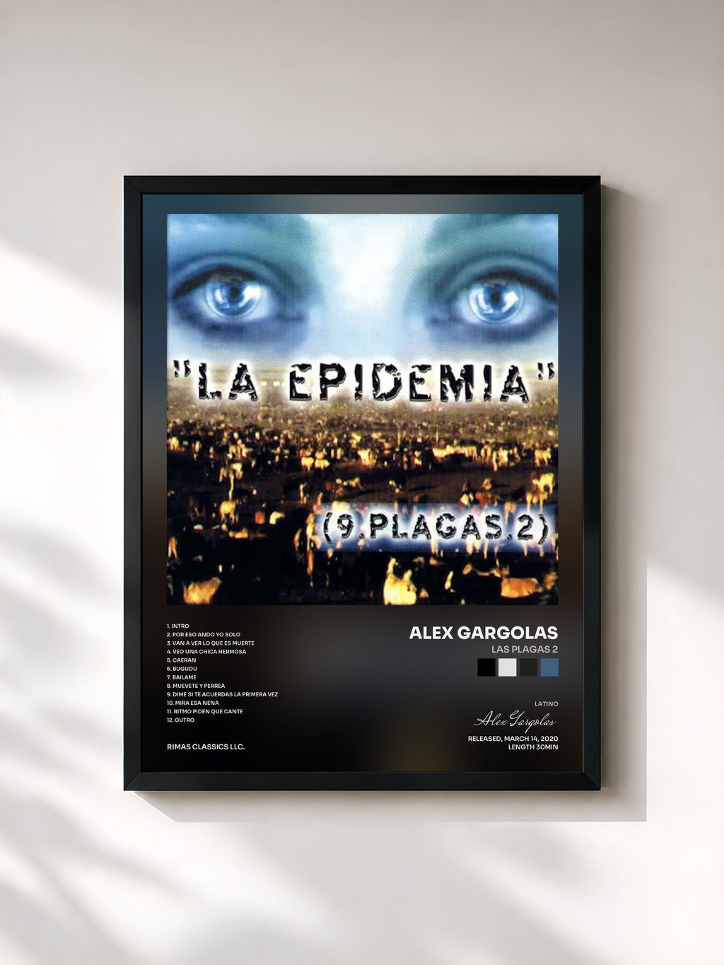 #noir Tableau de l'album Las Plagas 2 de Alex Gargolas, cadre noir, imprimé et encadré en France