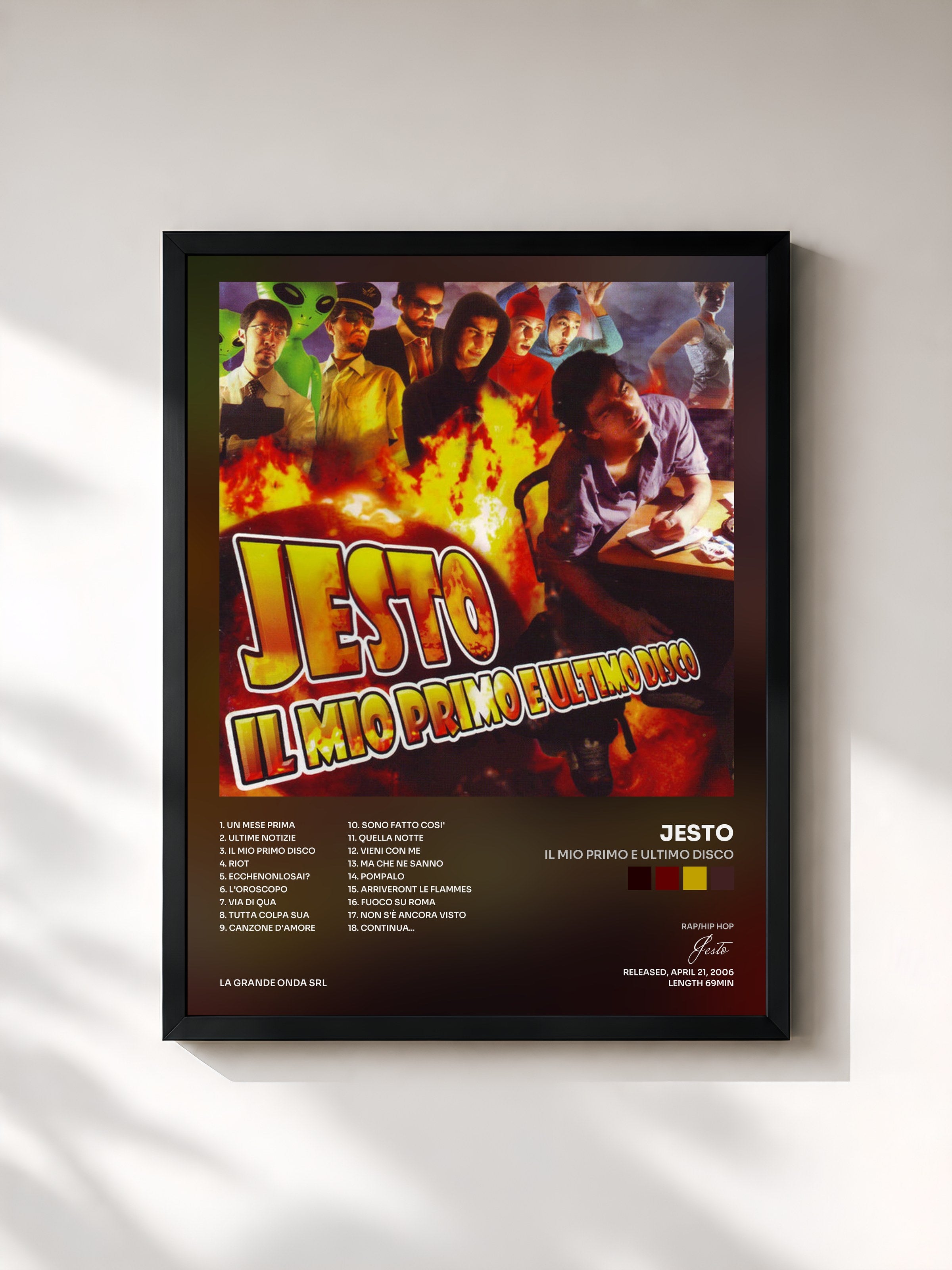 #noir Tableau de l'album Il Mio Primo E Ultimo Disco de Jesto, cadre noir, imprimé et encadré en France