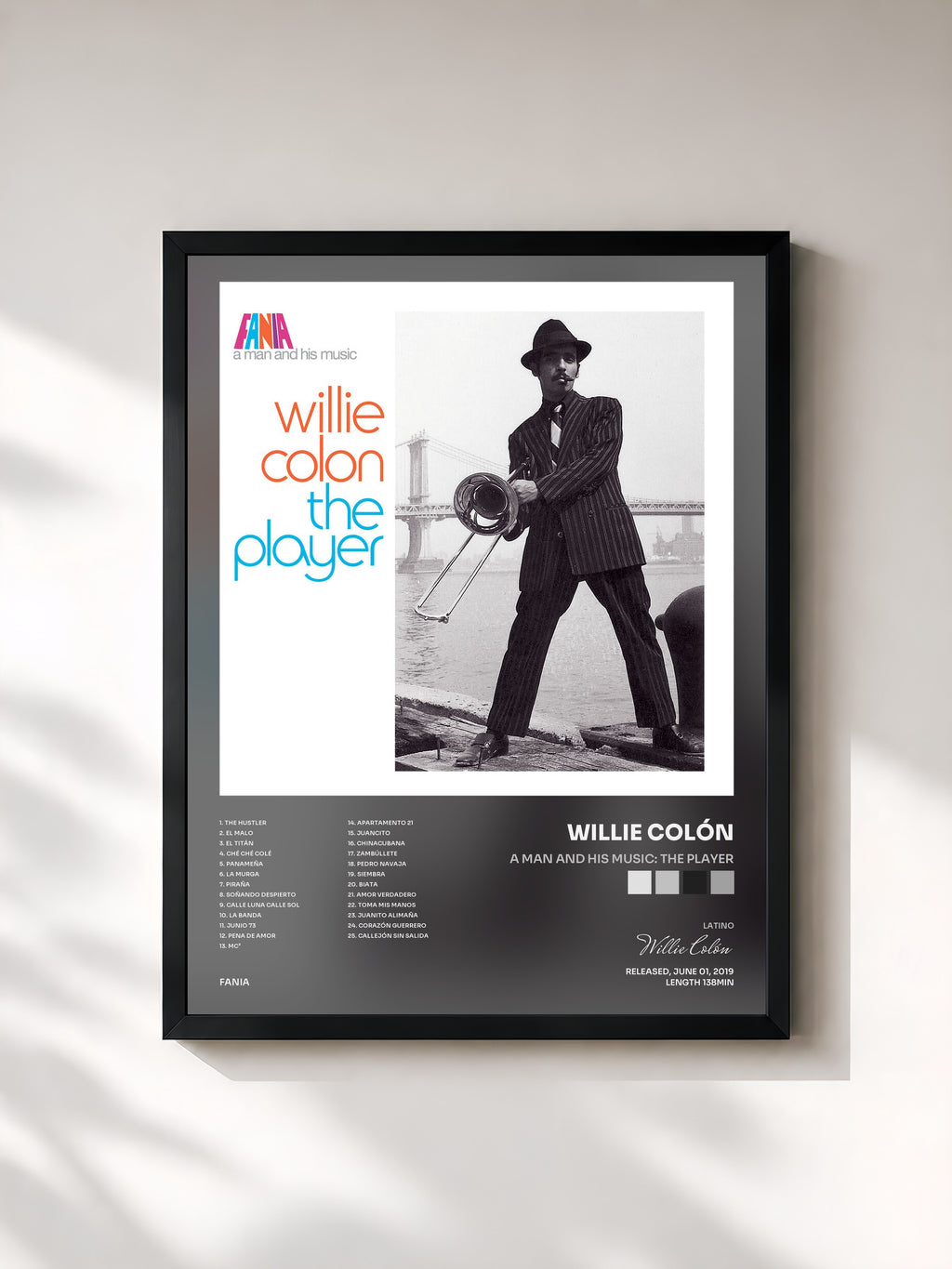 #noir A Man And His Music: The Player di Willie Colón in stampa incorniciata, cornice nera, stampata e incorniciata in Francia