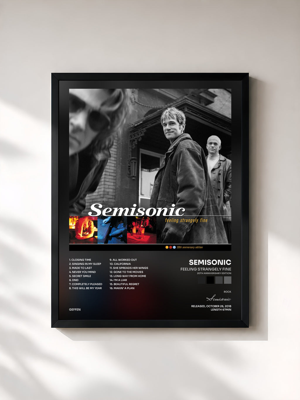 #noir Tableau de l'album Feeling Strangely Fine (20th Anniversary Edition) de Semisonic, cadre noir, imprimé et encadré en France