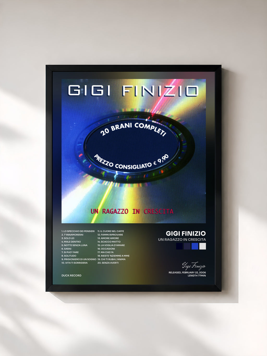 #noir Tableau de l'album Un Ragazzo In Crescita de Gigi Finizio, cadre noir, imprimé et encadré en France