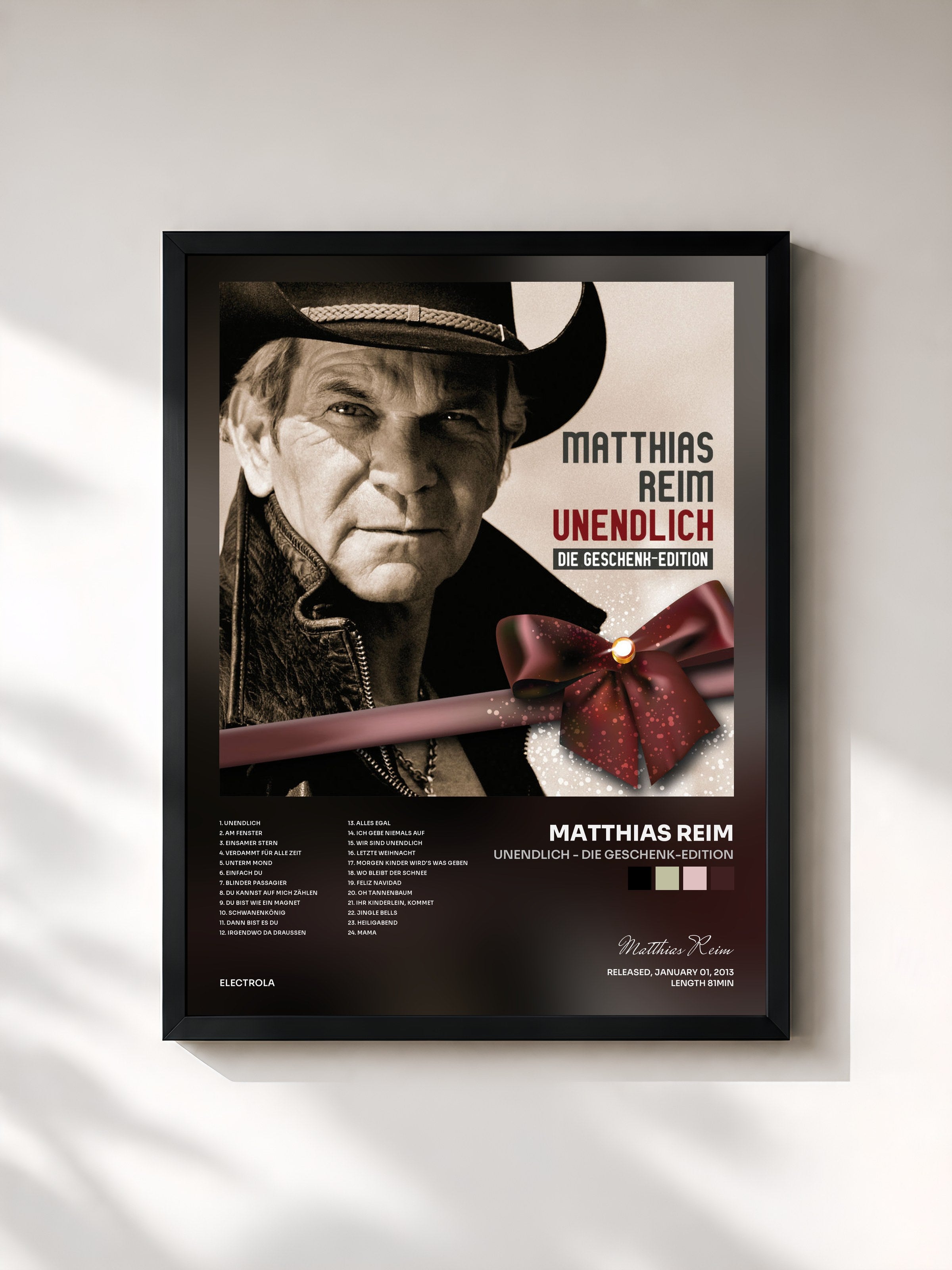 #noir Tableau de l'album Unendlich - Die Geschenk-Edition de Matthias Reim, cadre noir, imprimé et encadré en France
