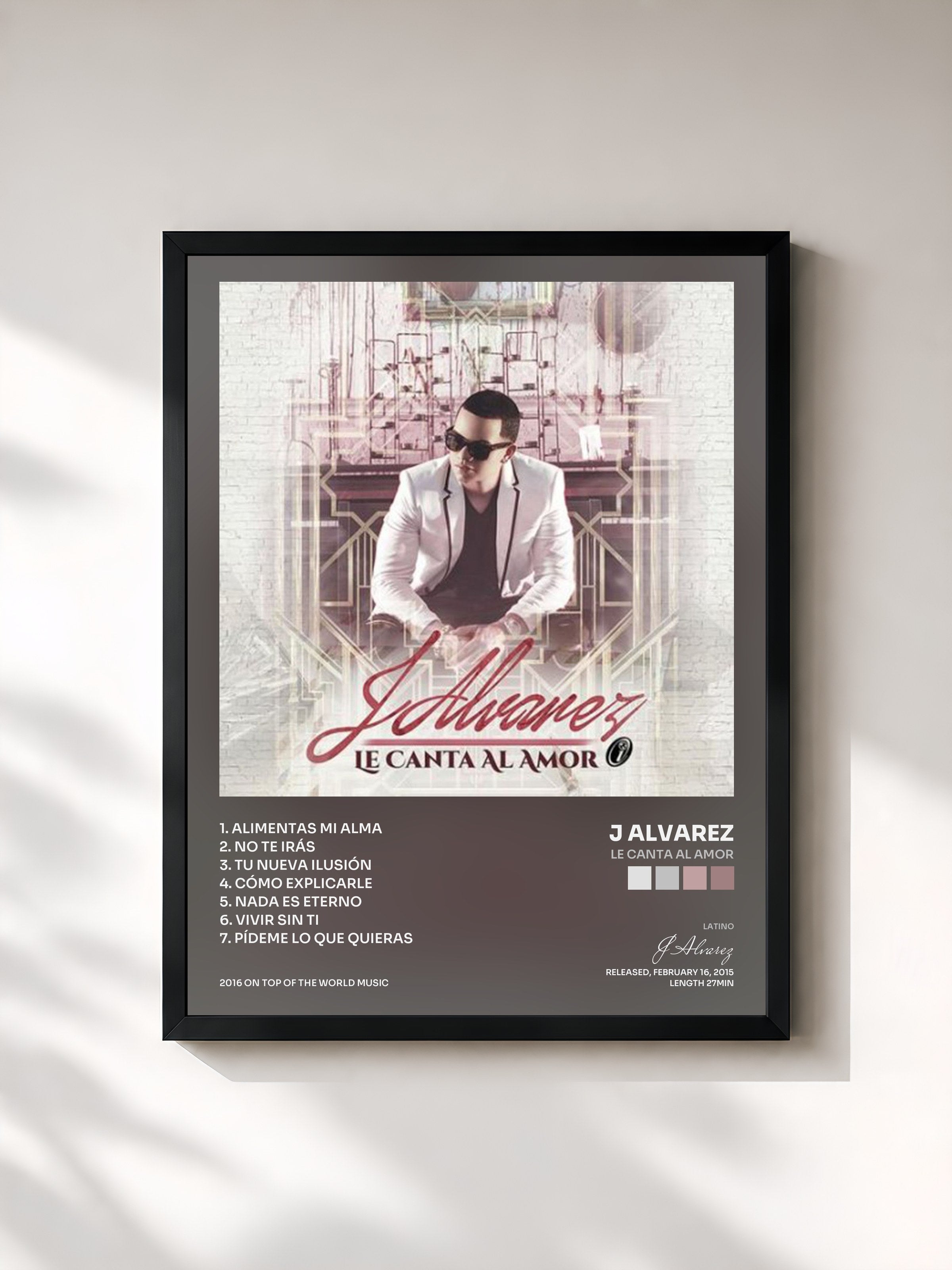 #noir Tableau de l'album Le Canta al Amor de J Alvarez, cadre noir, imprimé et encadré en France