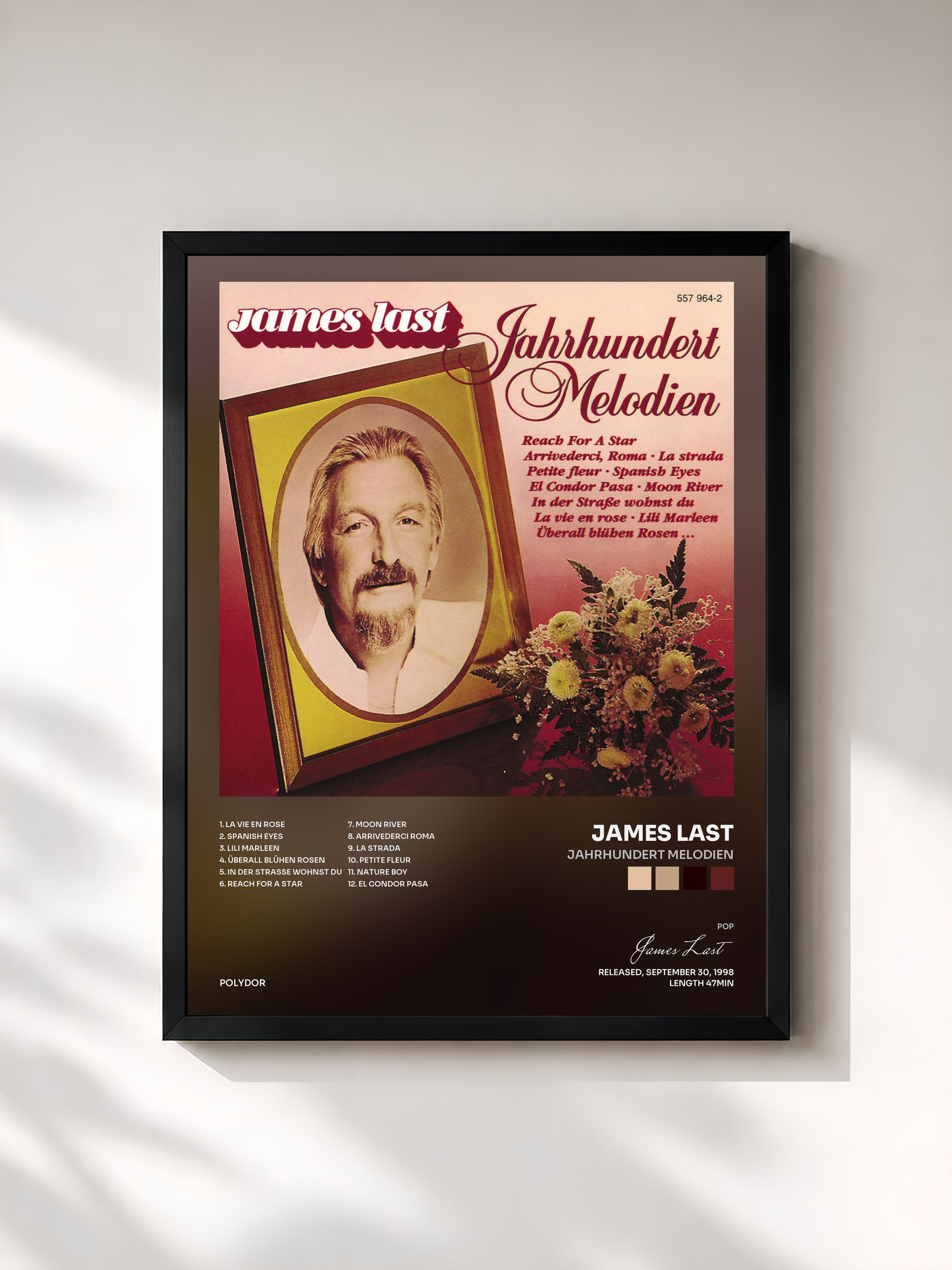 #noir Tableau de l'album Jahrhundert Melodien de James Last, cadre noir, imprimé et encadré en France
