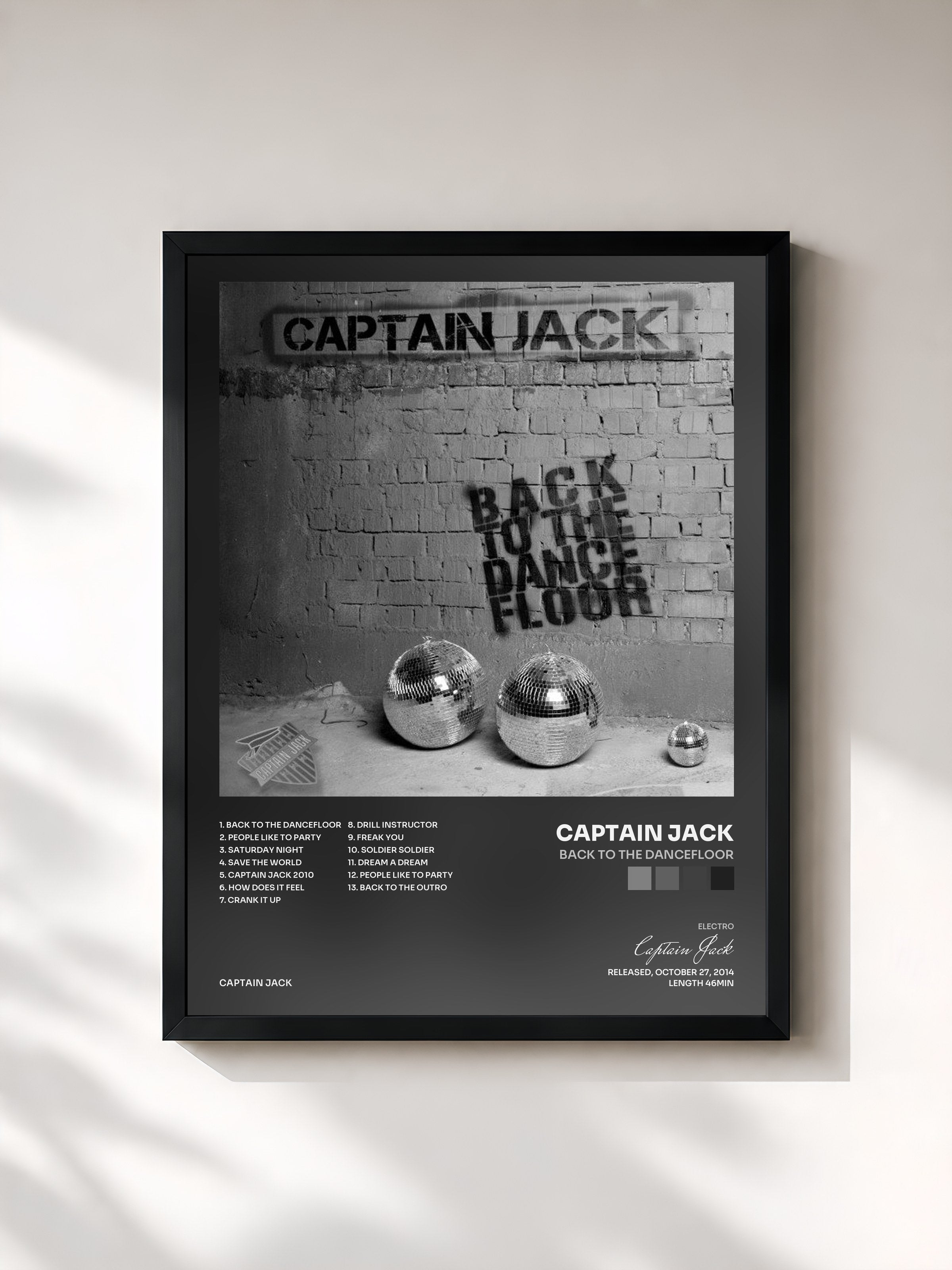 #noir Tableau de l'album Back to the Dancefloor de Captain Jack, cadre noir, imprimé et encadré en France