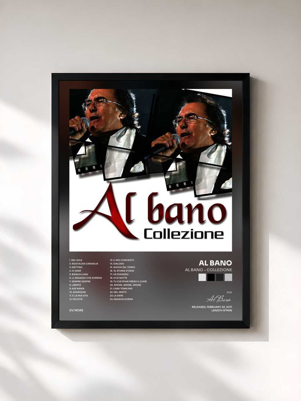 #noir Tableau de l'album Al Bano - Collezione de Al Bano, cadre noir, imprimé et encadré en France