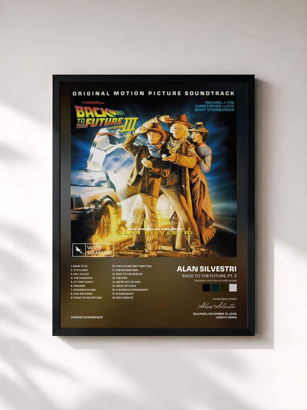 #noir Tableau de l'album Back To The Future, Pt. 3 (Original Motion Picture Score) de Alan Silvestri, cadre noir, imprimé et encadré en France