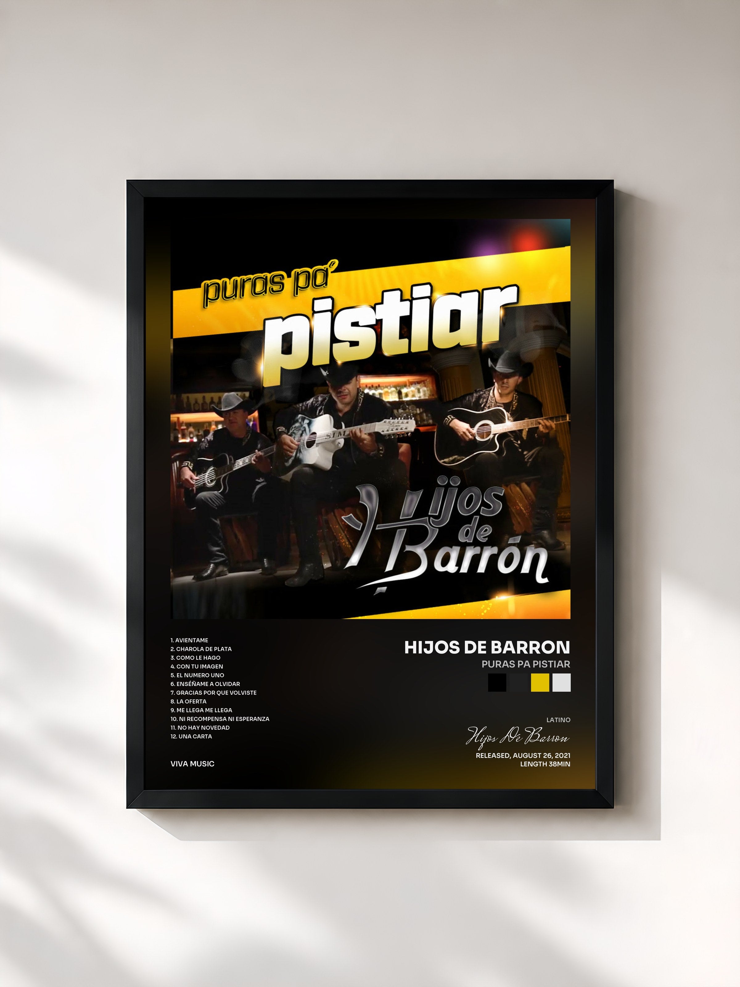 #noir Tableau de l'album Puras Pa Pistiar de Hijos De Barron, cadre noir, imprimé et encadré en France
