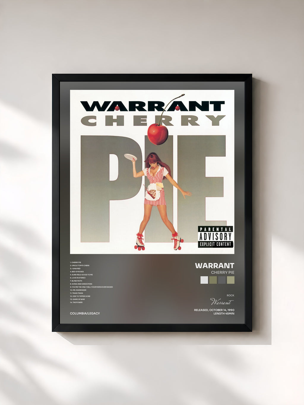 #noir Tableau de l'album Cherry Pie de Warrant, cadre noir, imprimé et encadré en France