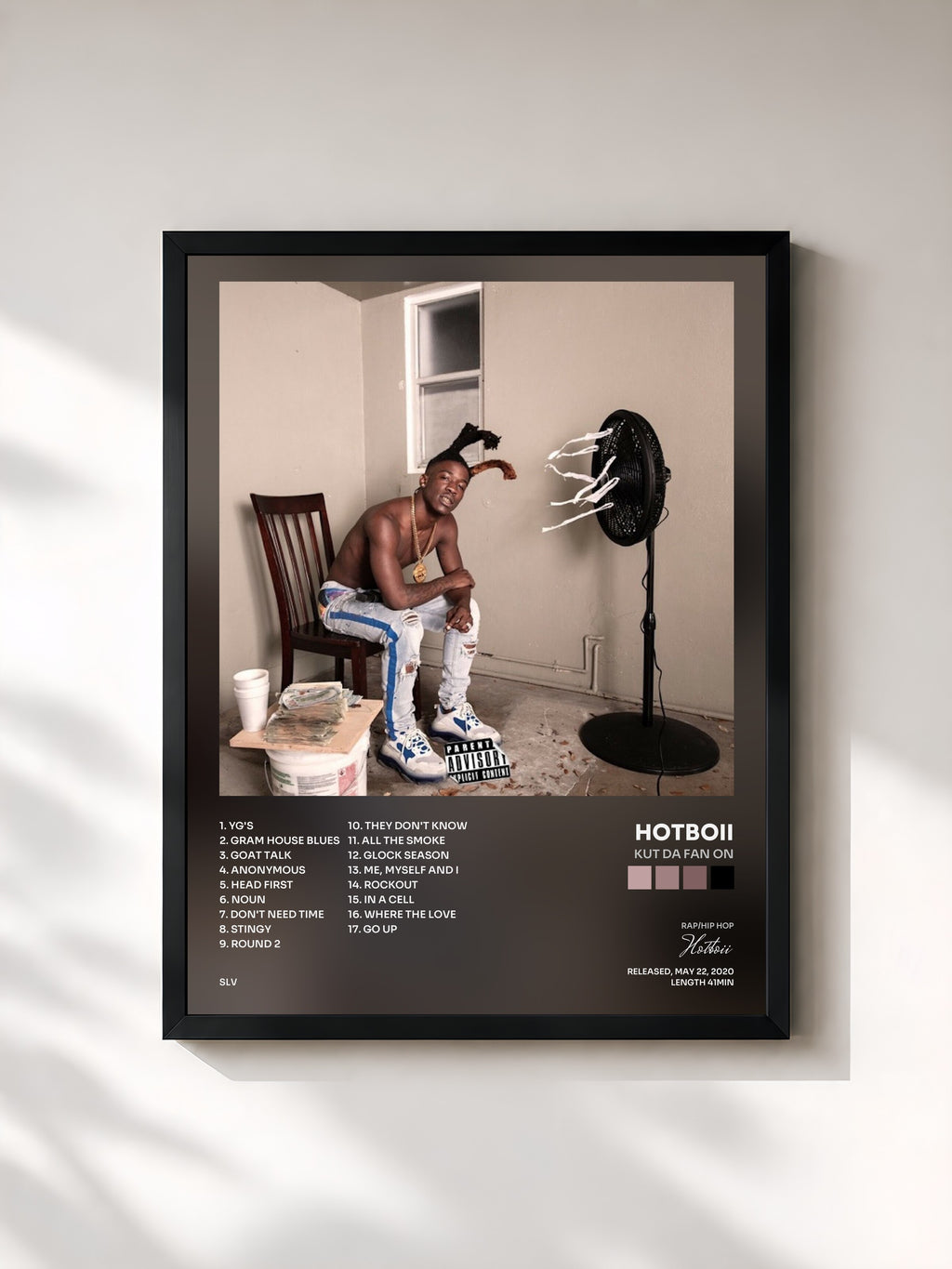 #noir Tableau de l'album Kut Da Fan On de Hotboii, cadre noir, imprimé et encadré en France