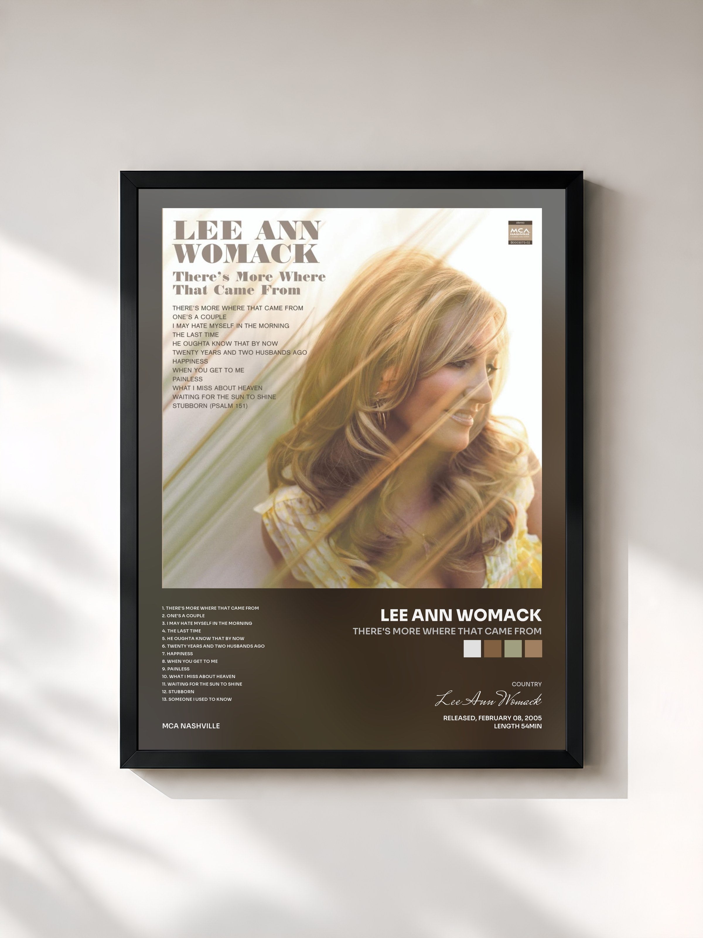 #noir Tableau de l'album There's More Where That Came From de Lee Ann Womack, cadre noir, imprimé et encadré en France