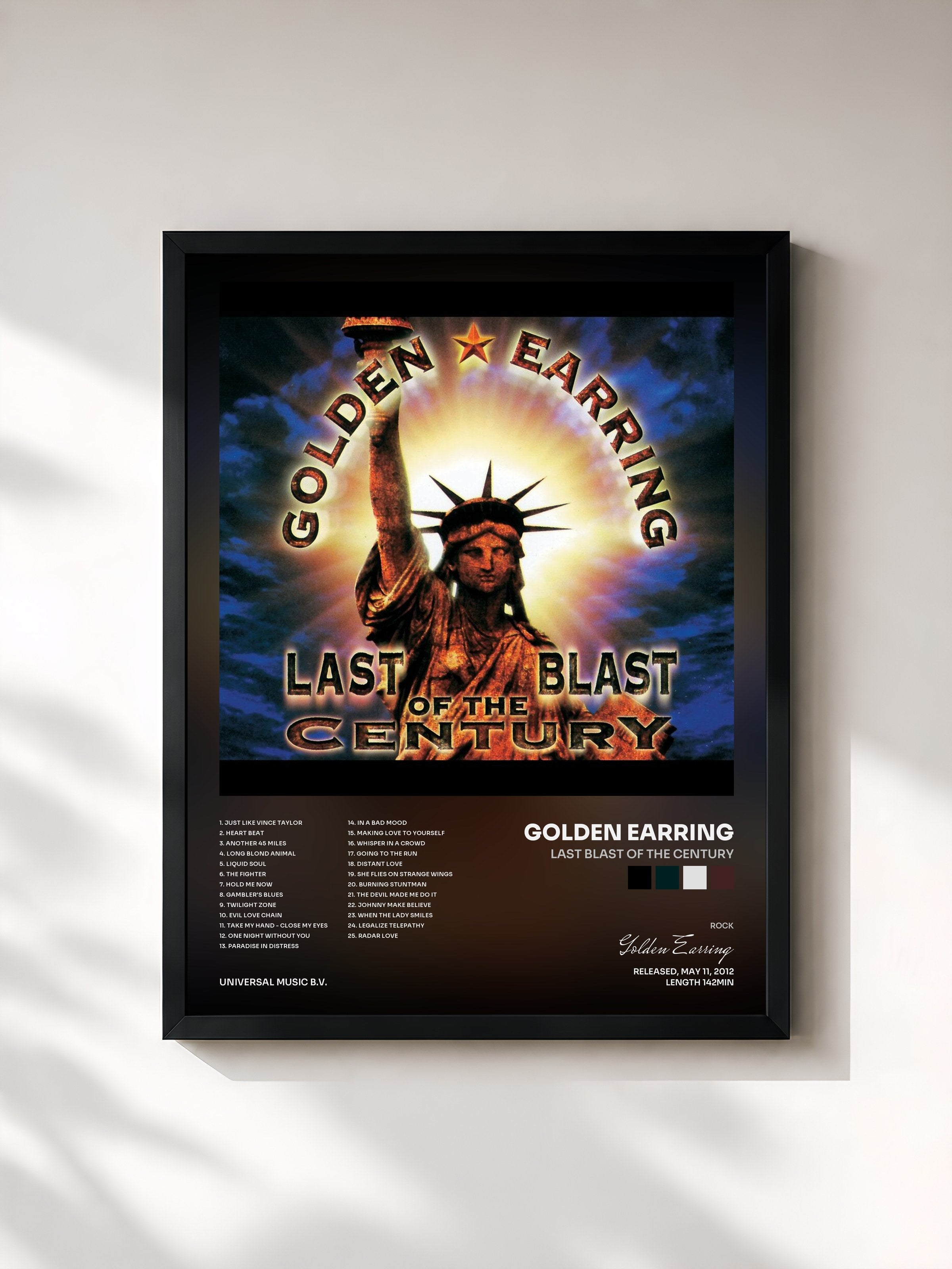 #noir Tableau de l'album Last Blast Of The Century de Golden Earring, cadre noir, imprimé et encadré en France
