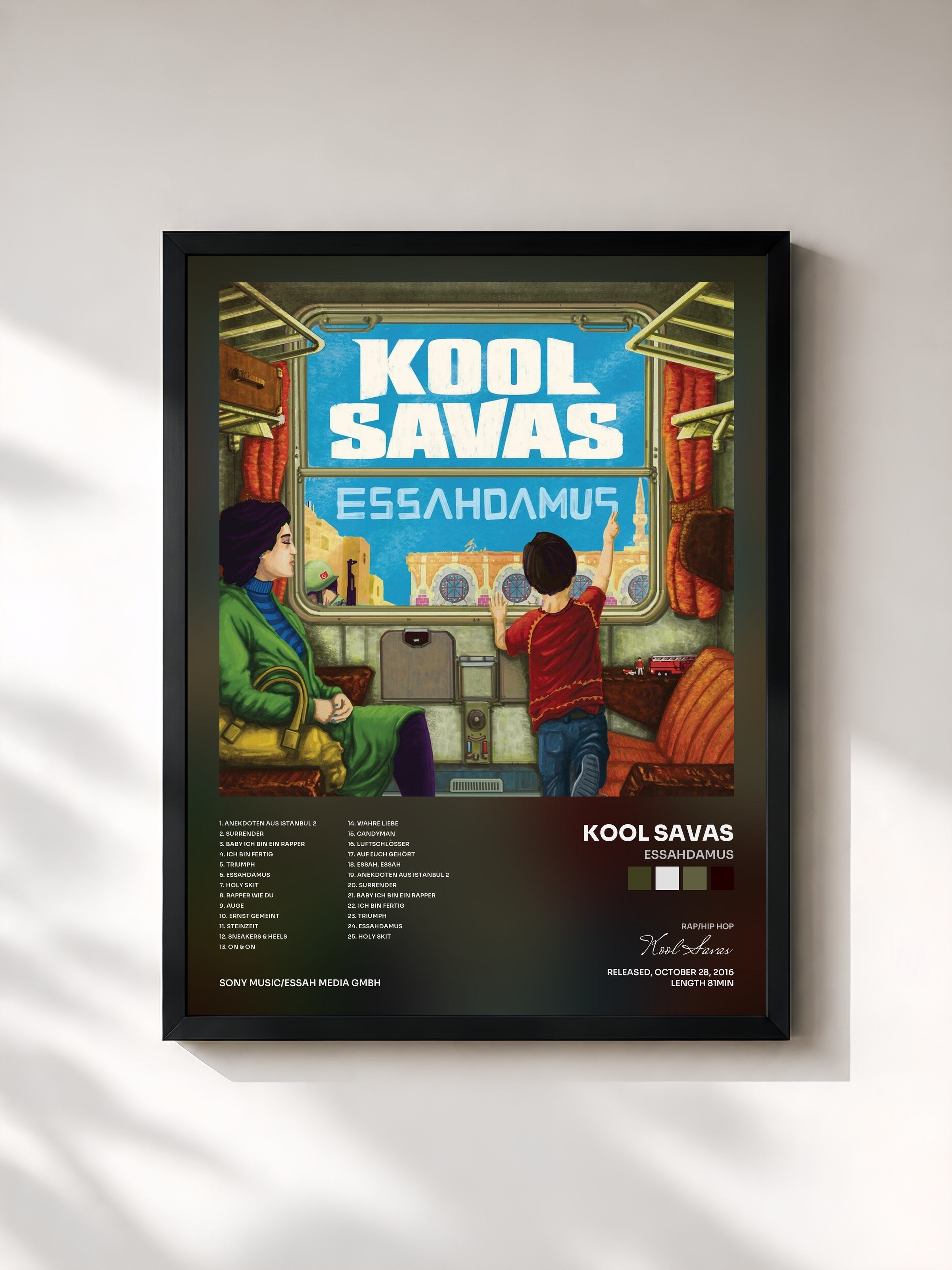 #noir Tableau de l'album Essahdamus de Kool Savas, cadre noir, imprimé et encadré en France
