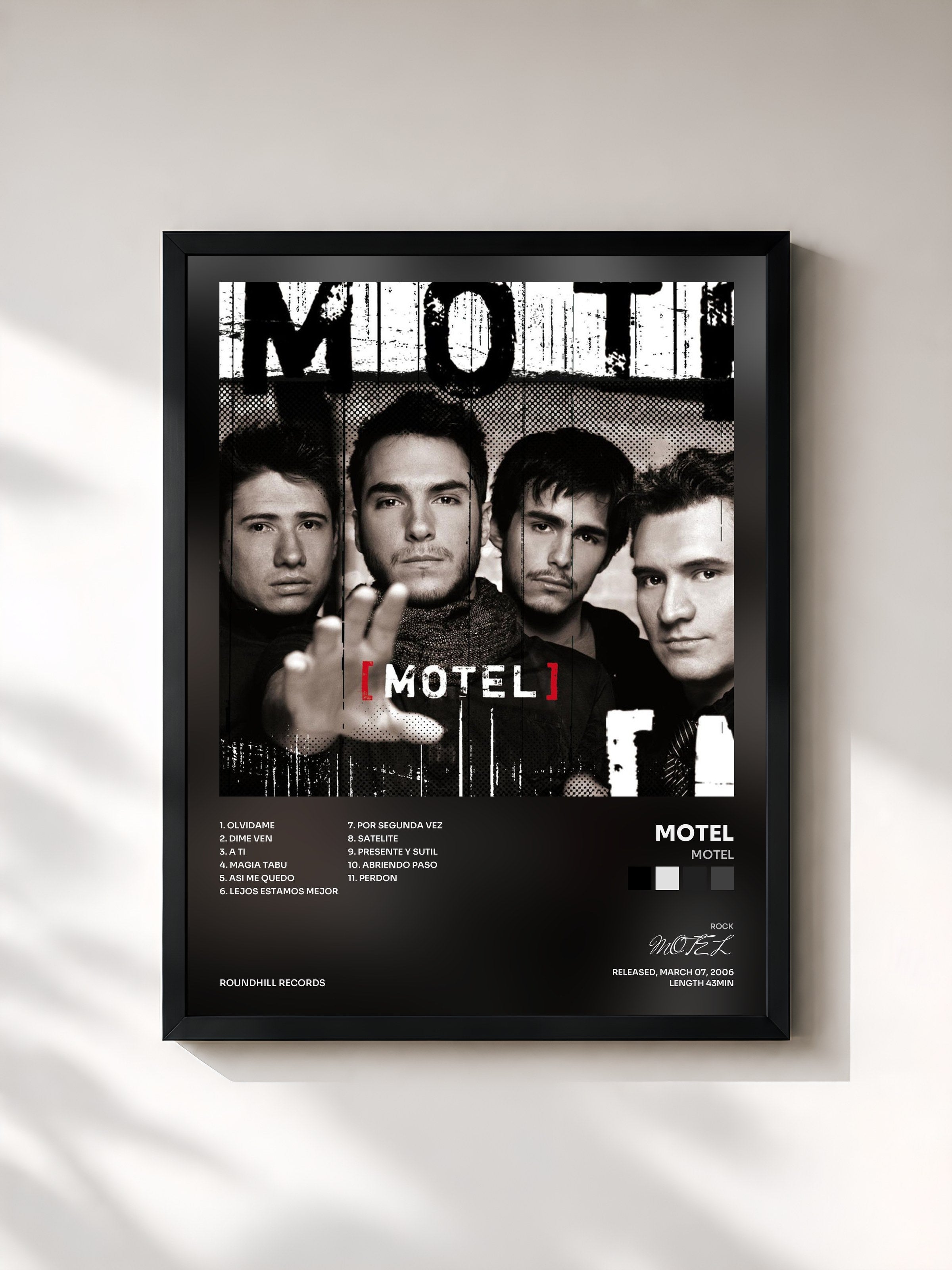 #noir Tableau de l'album Motel de MOTEL, cadre noir, imprimé et encadré en France