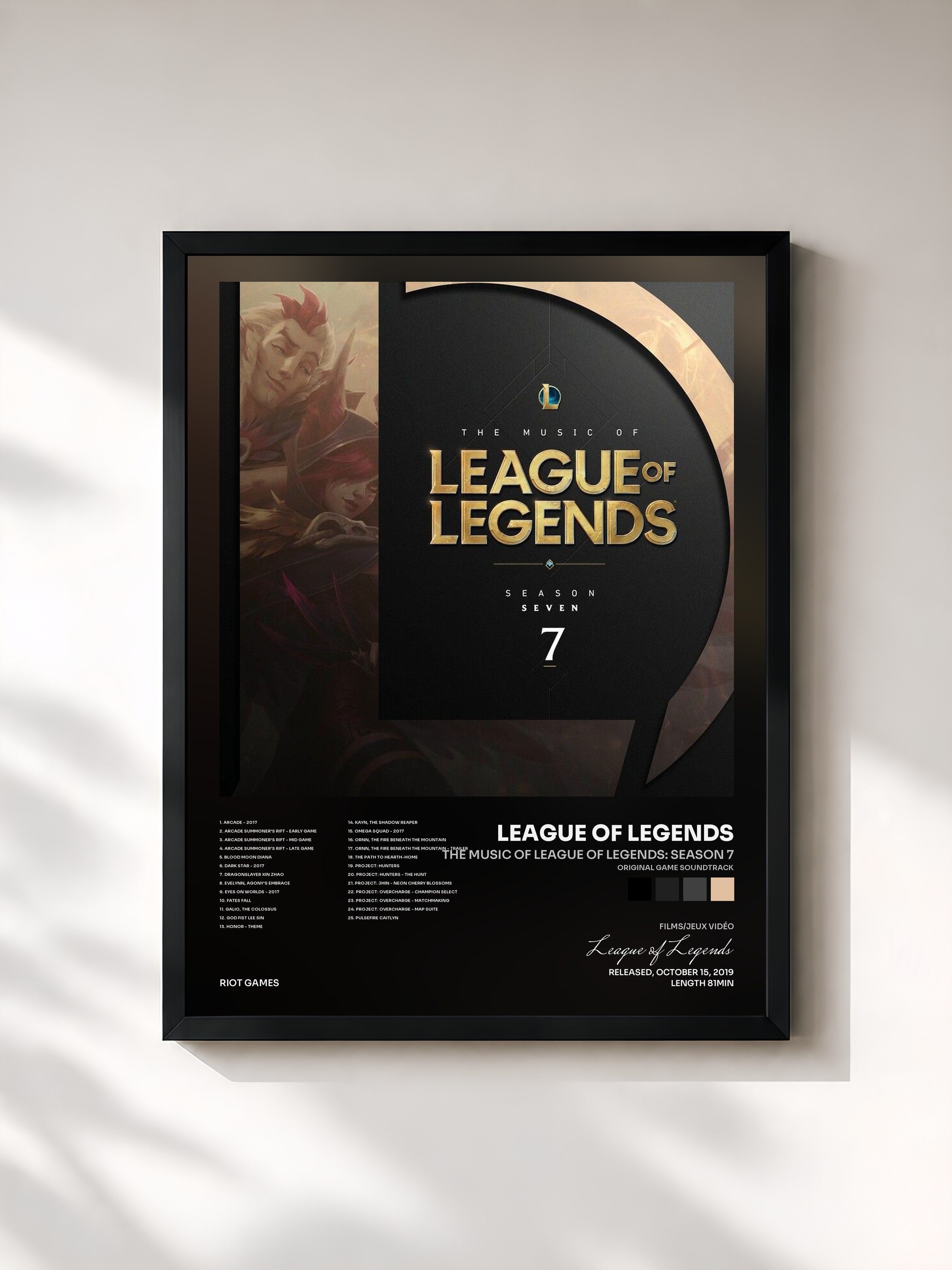 #noir Tableau de l'album The Music of League of Legends: Season 7 (Original Game Soundtrack) de League of Legends, cadre noir, imprimé et encadré en France