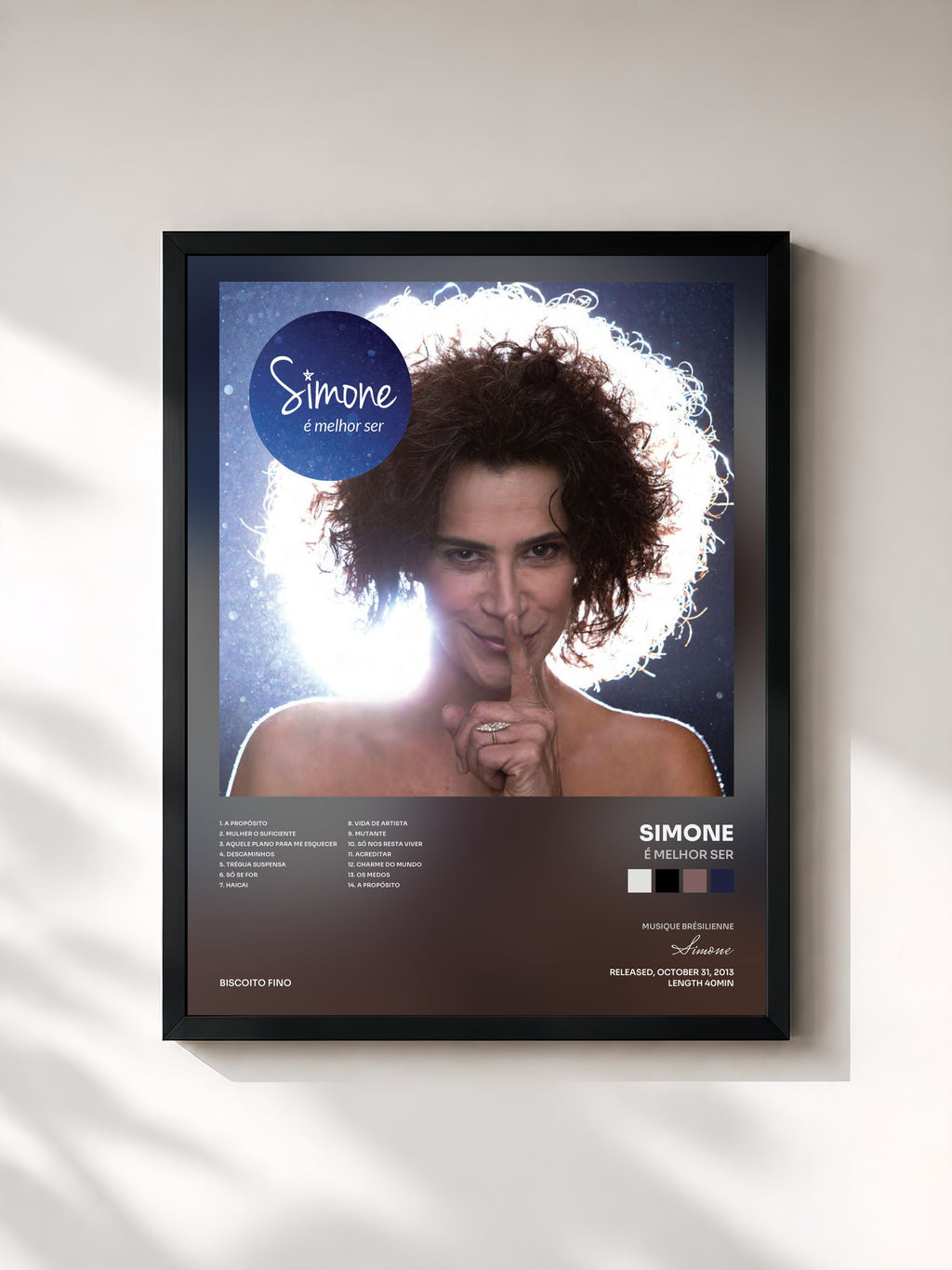 #noir Tableau de l'album É Melhor Ser de Simone, cadre noir, imprimé et encadré en France