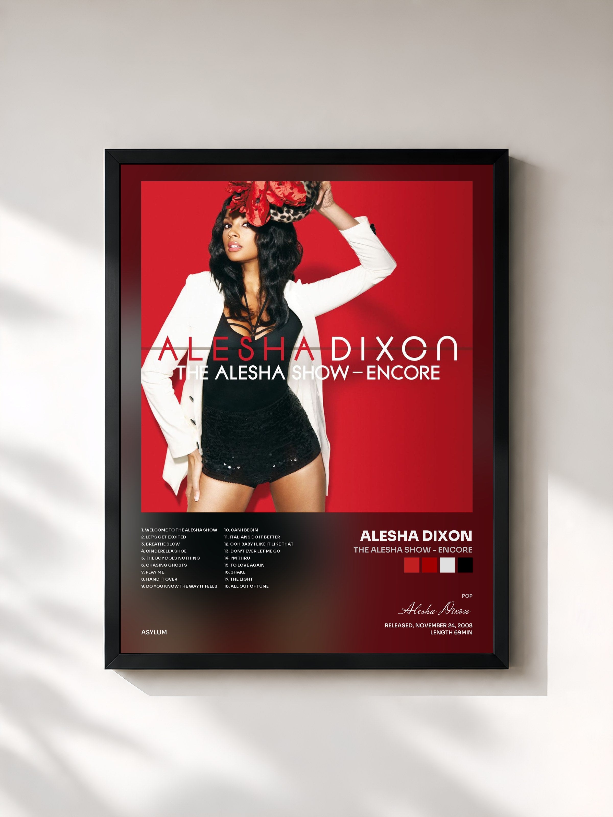 #noir Tableau de l'album The Alesha Show - Encore de Alesha Dixon, cadre noir, imprimé et encadré en France