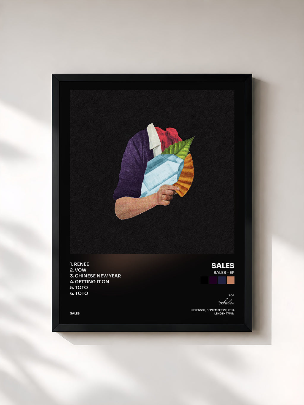 #noir Tableau de l'album SALES - EP de Sales, cadre noir, imprimé et encadré en France
