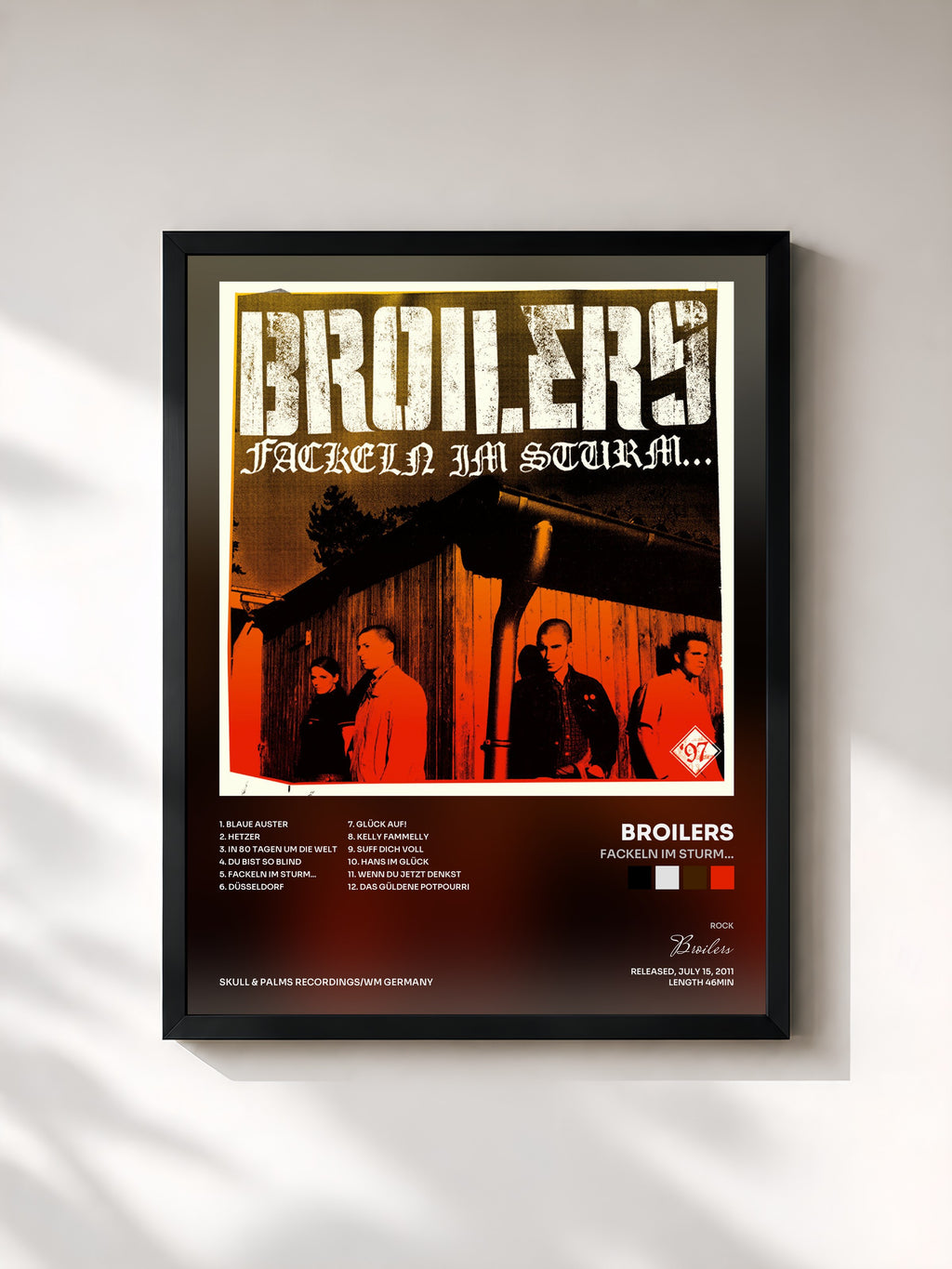 #noir Tableau de l'album Fackeln im Sturm... de Broilers, cadre noir, imprimé et encadré en France